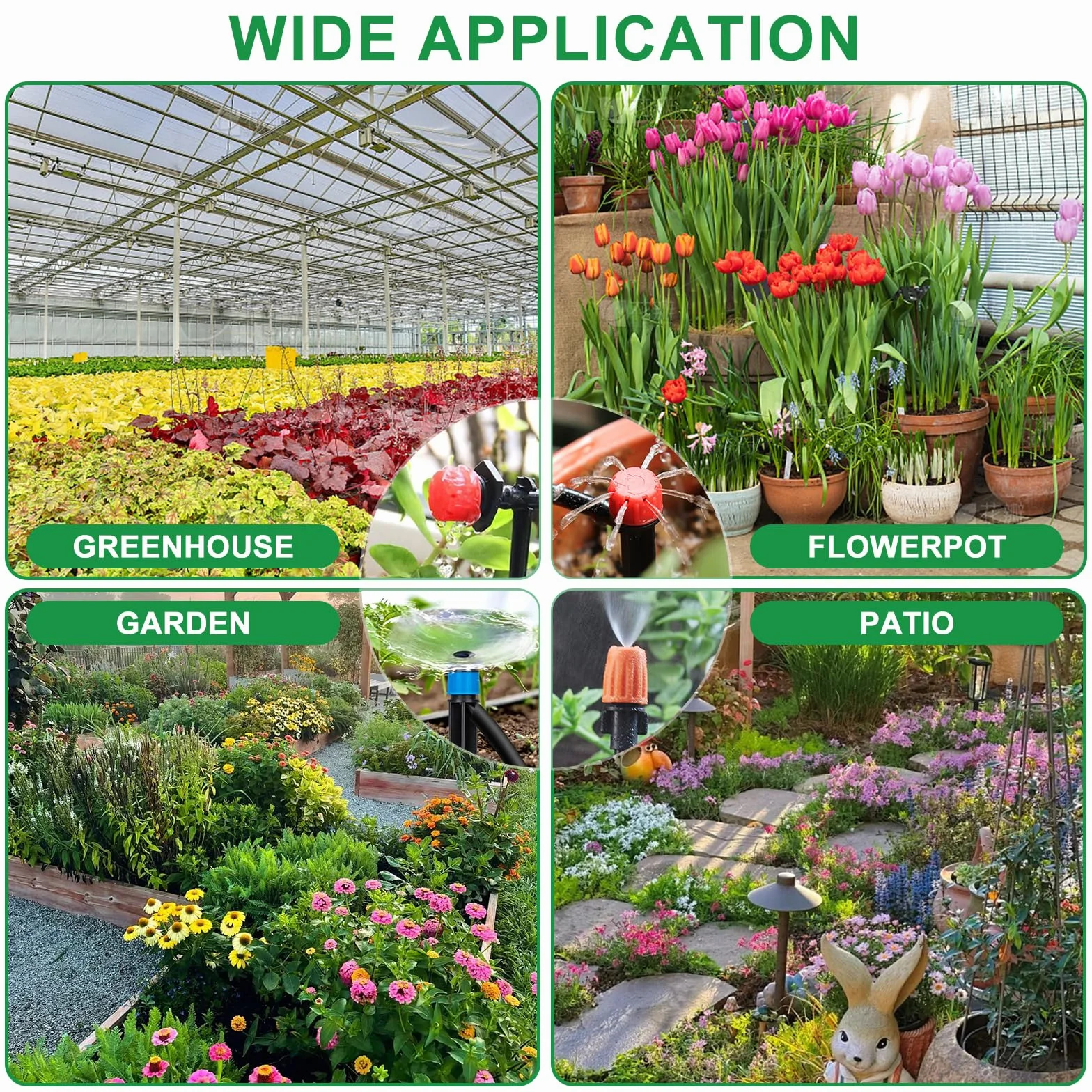 Kit d'irrigation goutte à goutte 60+15M 313 pièces pour jardin arrosage automatique