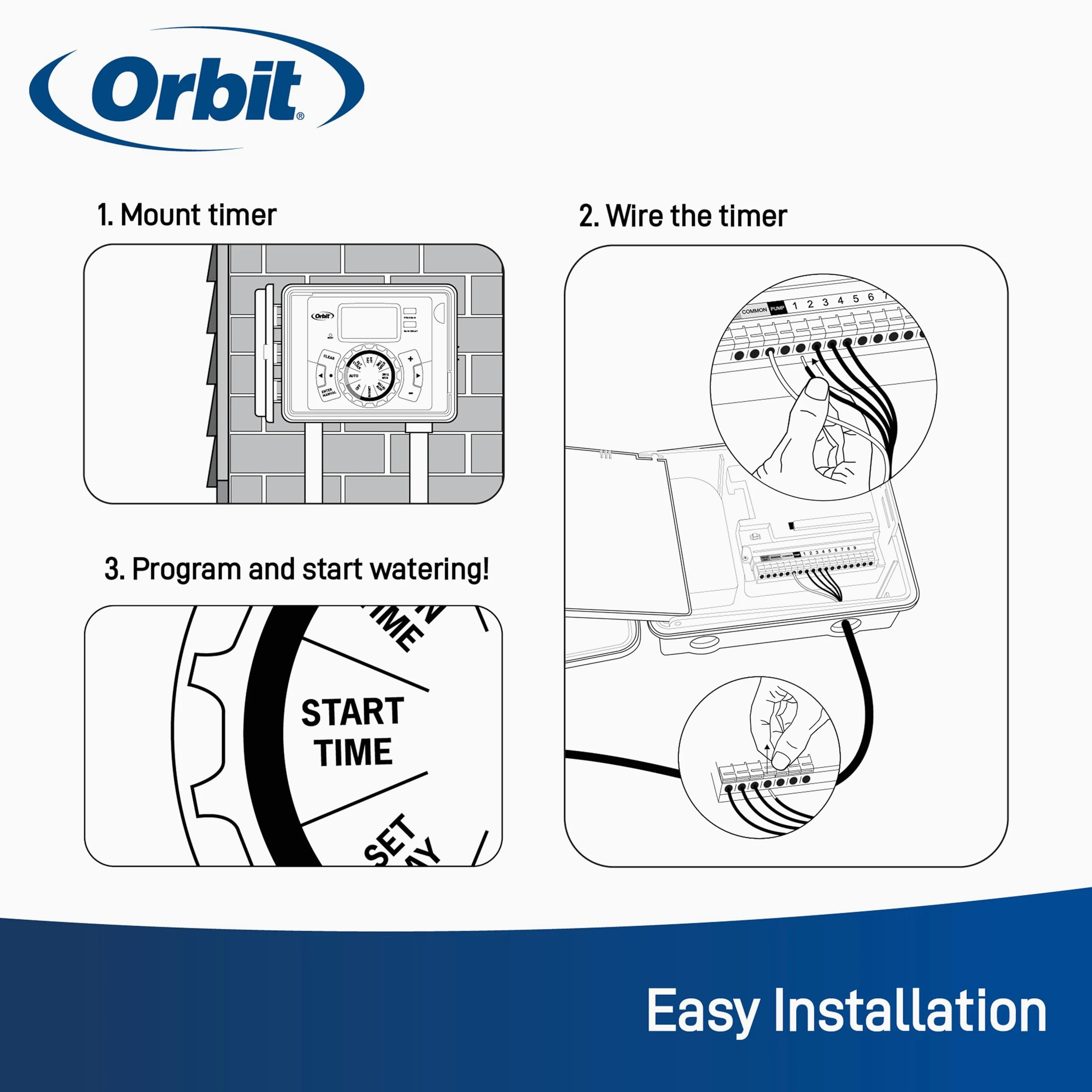 Orbit 27896 - Minuterie/contrôleur d'arrosage d'intérieur et d'extérieur Easy Set Logic 6 stations Gris