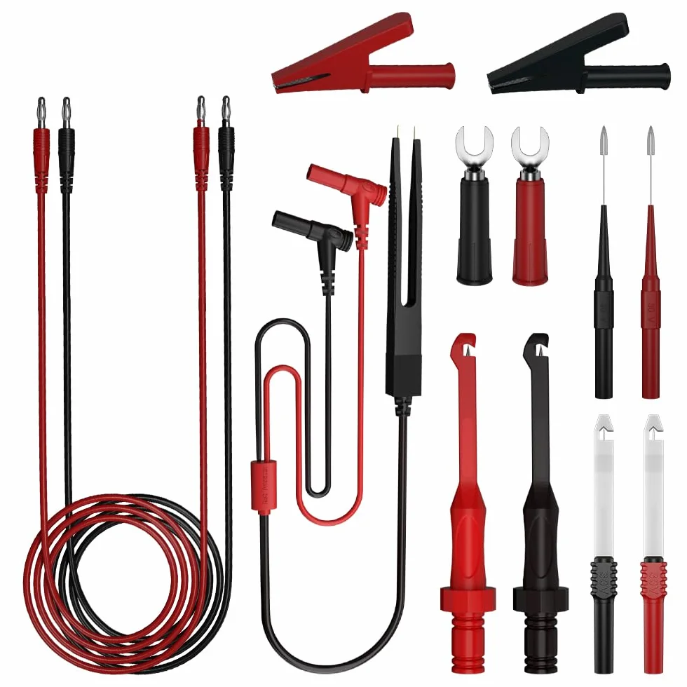 Kit de Sondes de Test Électriques 13pcs 4mm Banana Plug Pinces d'Alligator Isolées