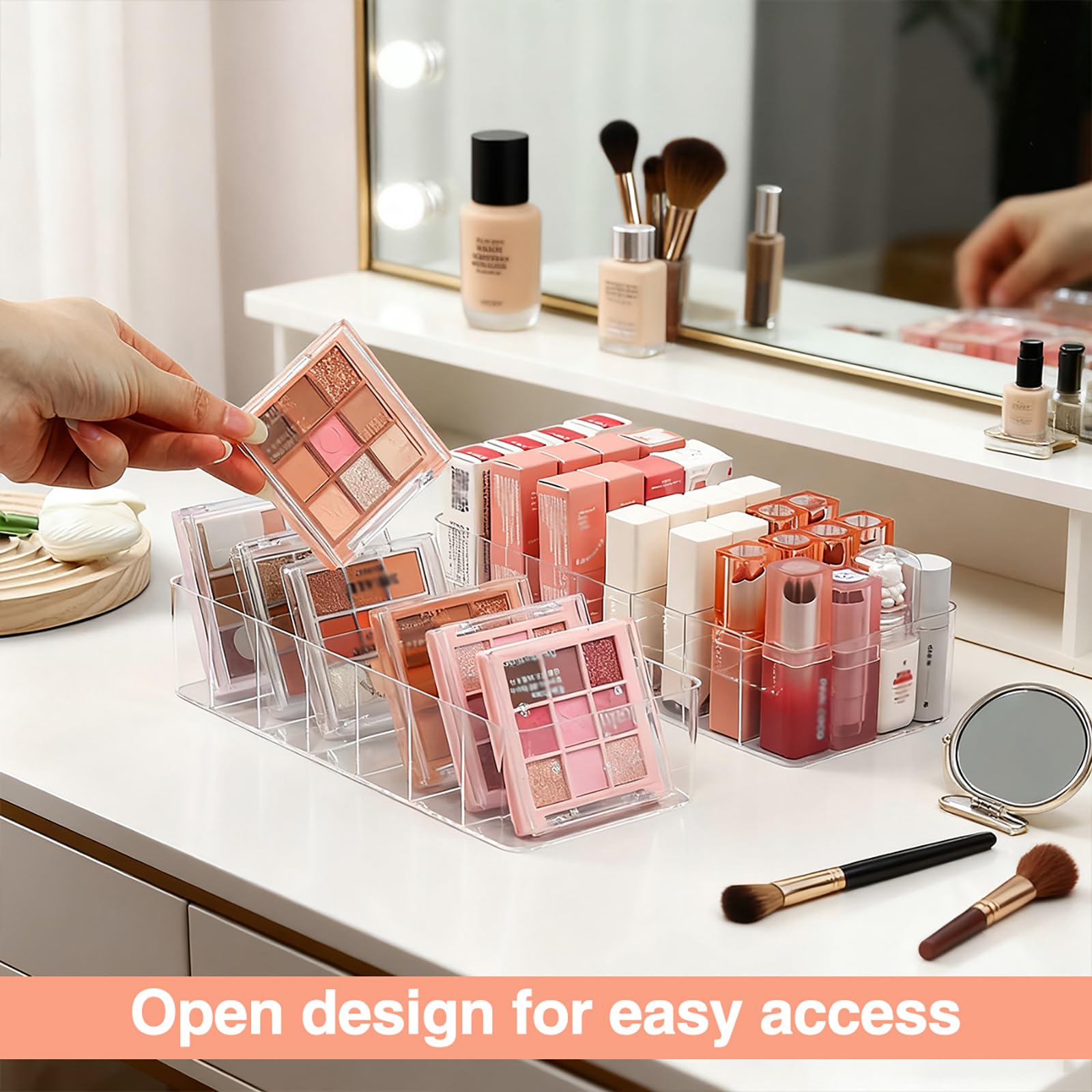 Clear Acrylic 7-Section Cosmetic Organizer