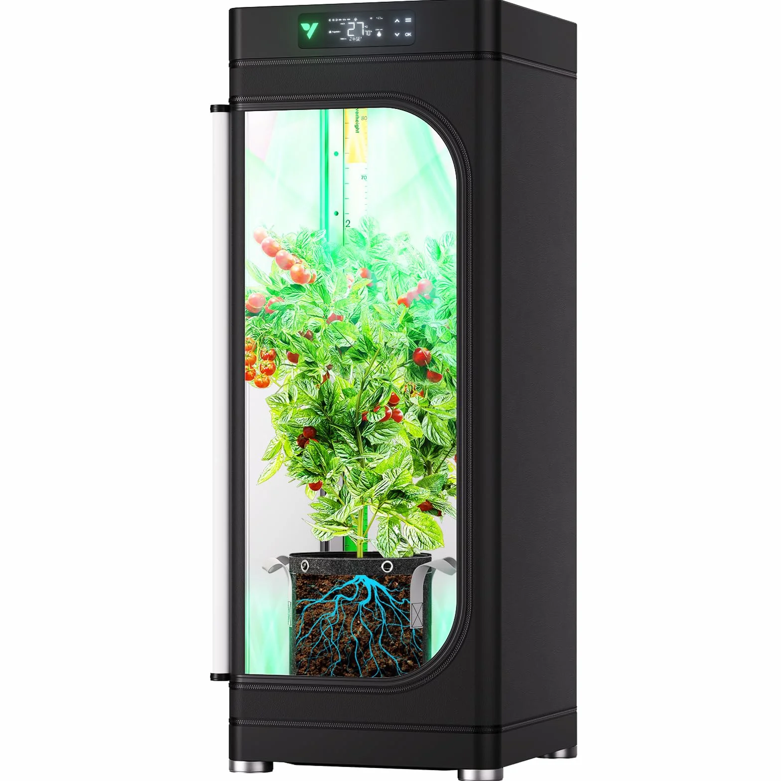 VGrow Tente de Culture Intelligente Tout-en-Un, Système Professionnel Équipé de la Lampe de Culture Samsung LM301H Evo, de Systèmes de Circulation et de Ventilation Avancés, d'Irrigation