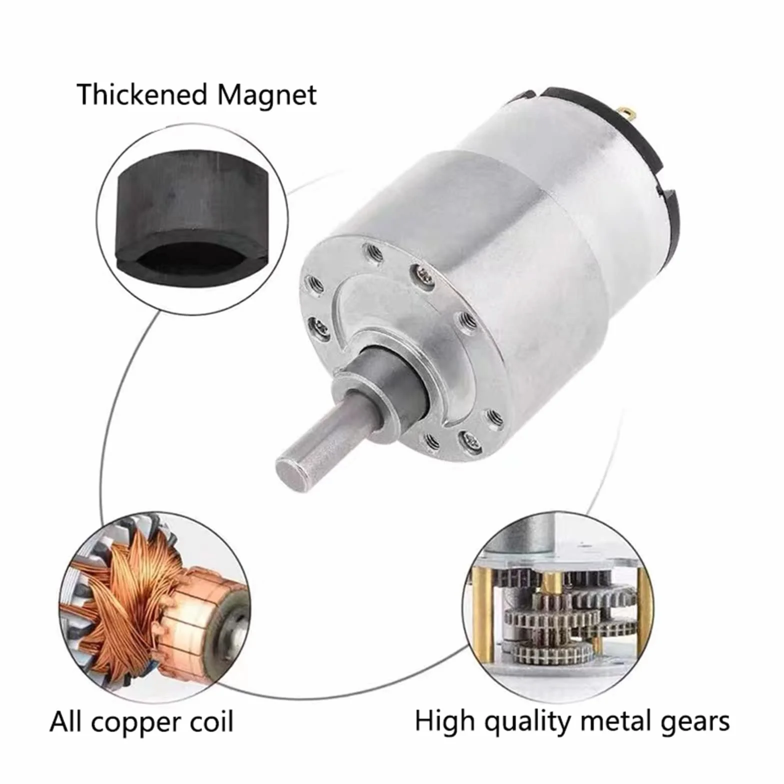 Motoréducteur JGB37-520 DC 12V 960RPM Tout Métal Couple Élevé