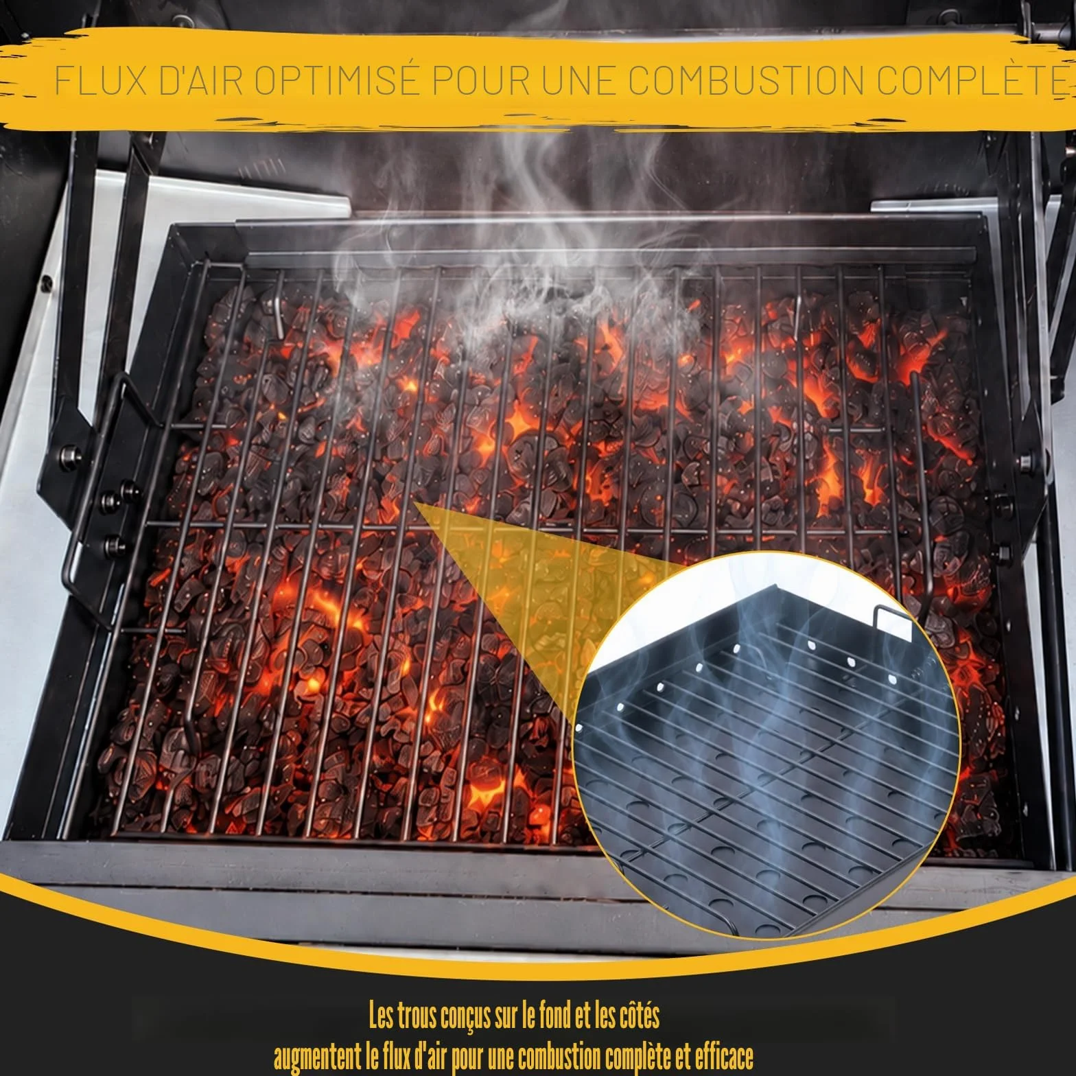 GFTIME Plateau à charbon de bois réglable 38-71 cm pour barbecue Tepro Toronto, Taino Hero XL, Activa Angular, EL Fuego Montreal