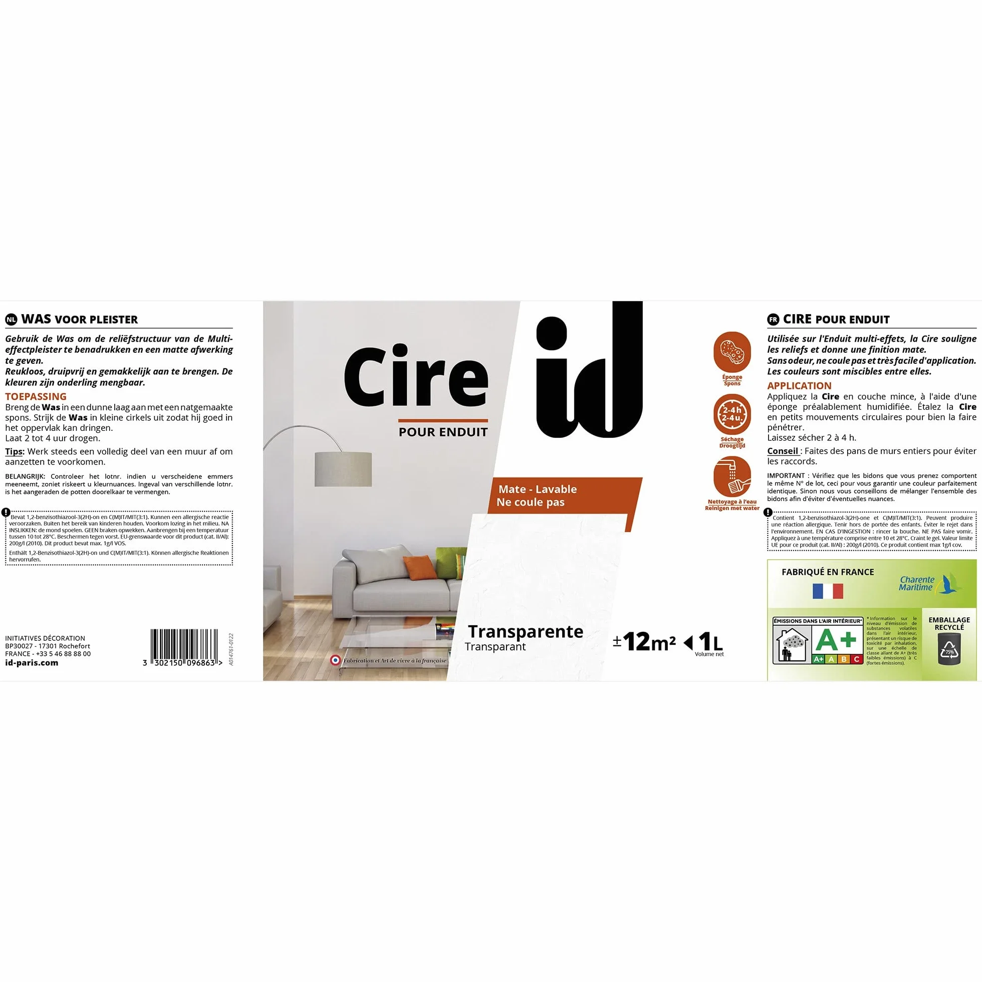ID PARIS CIRE MURALE TRANSPARENTE 1L