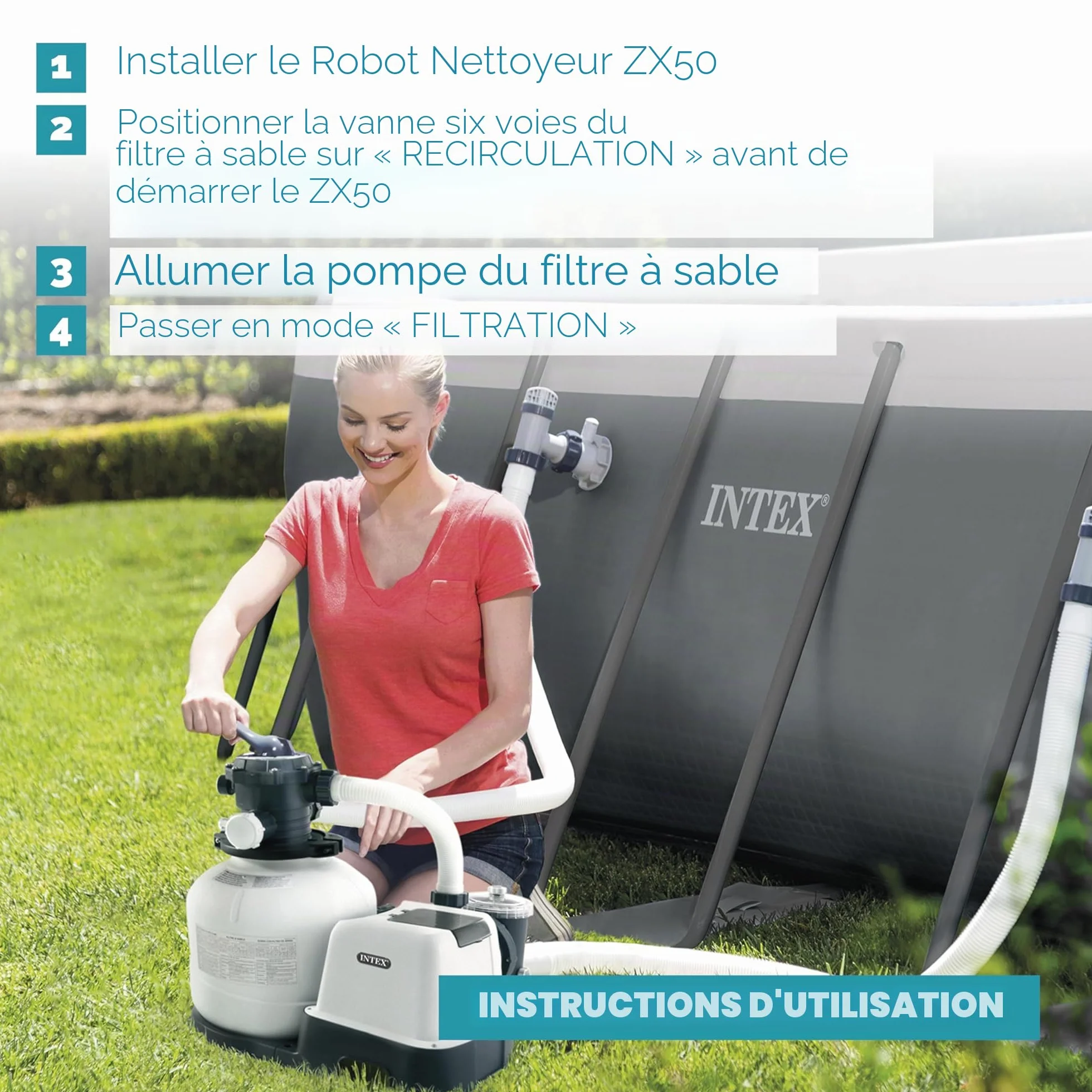 Intex Robot aspirateur Fond zx50 Blanc/Bleu