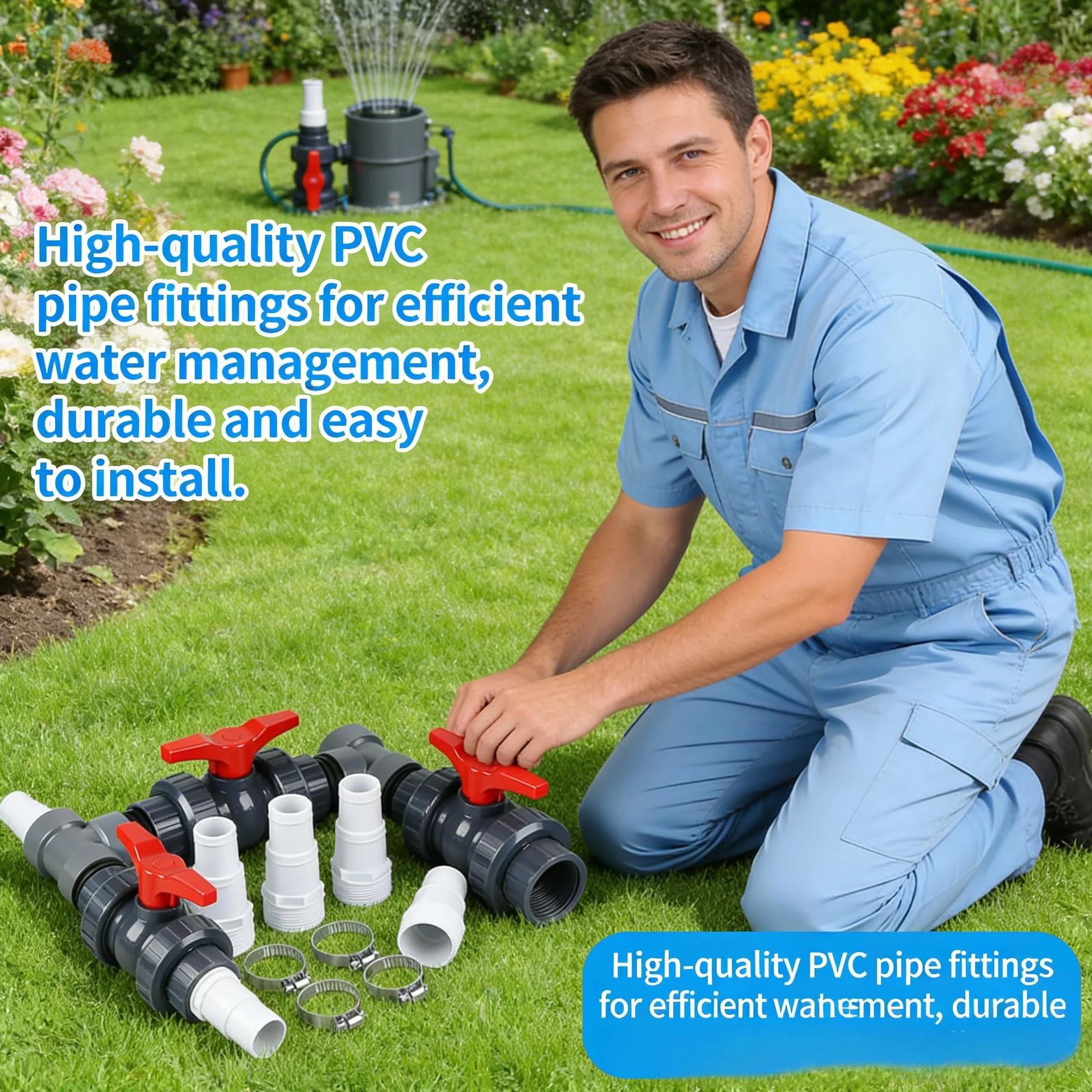 Kit de raccordement pour pompe à chaleur, diamètre 50 mm, adaptateur pour chauffage de piscine avec tuyaux de 32 mm et 38 mm, contrôle de l'alimentation en eau pour une régulation optimale de la