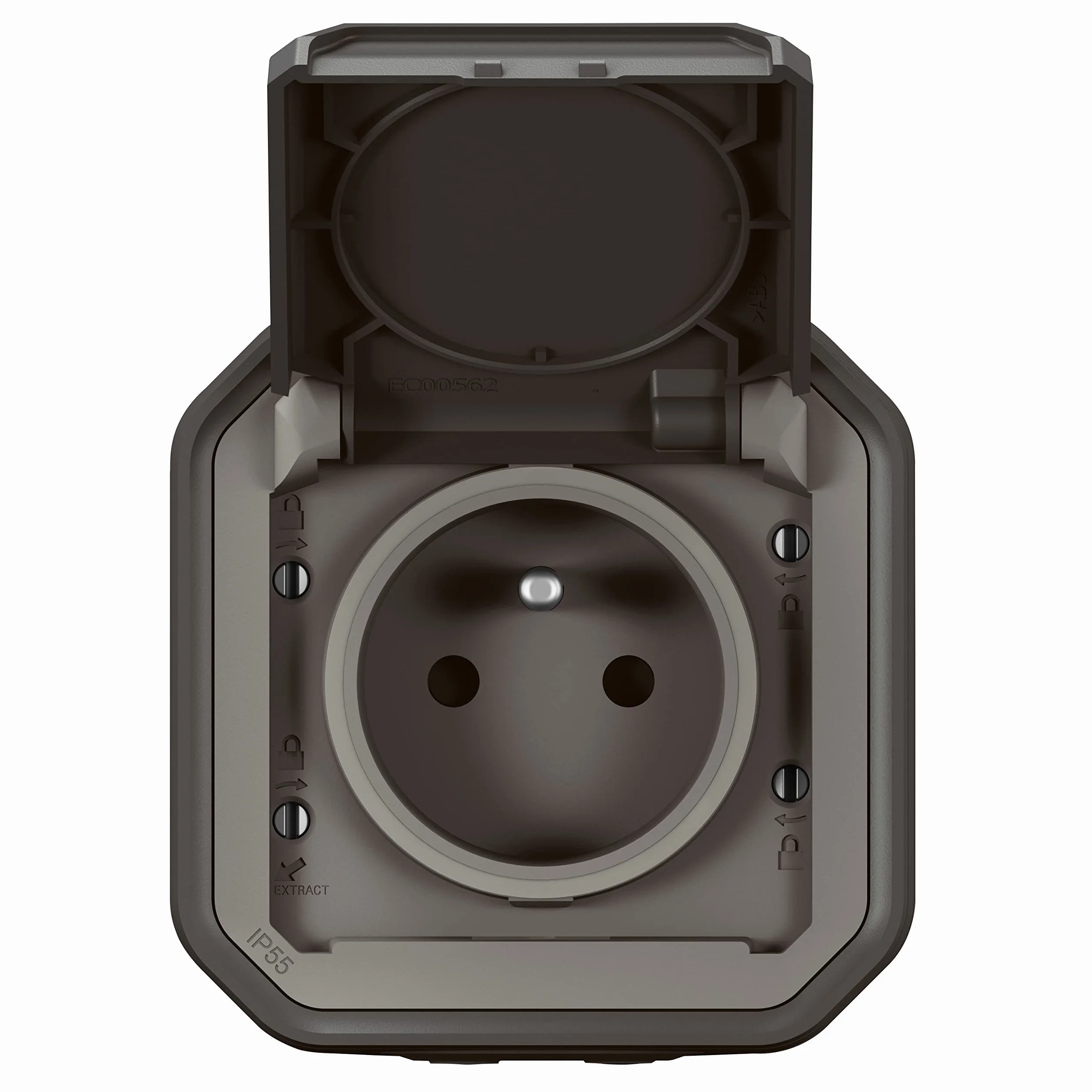 Legrand Prise Etanche IP55 Plexo 2P+T 16A avec Volet Pose Apparente Anthracite