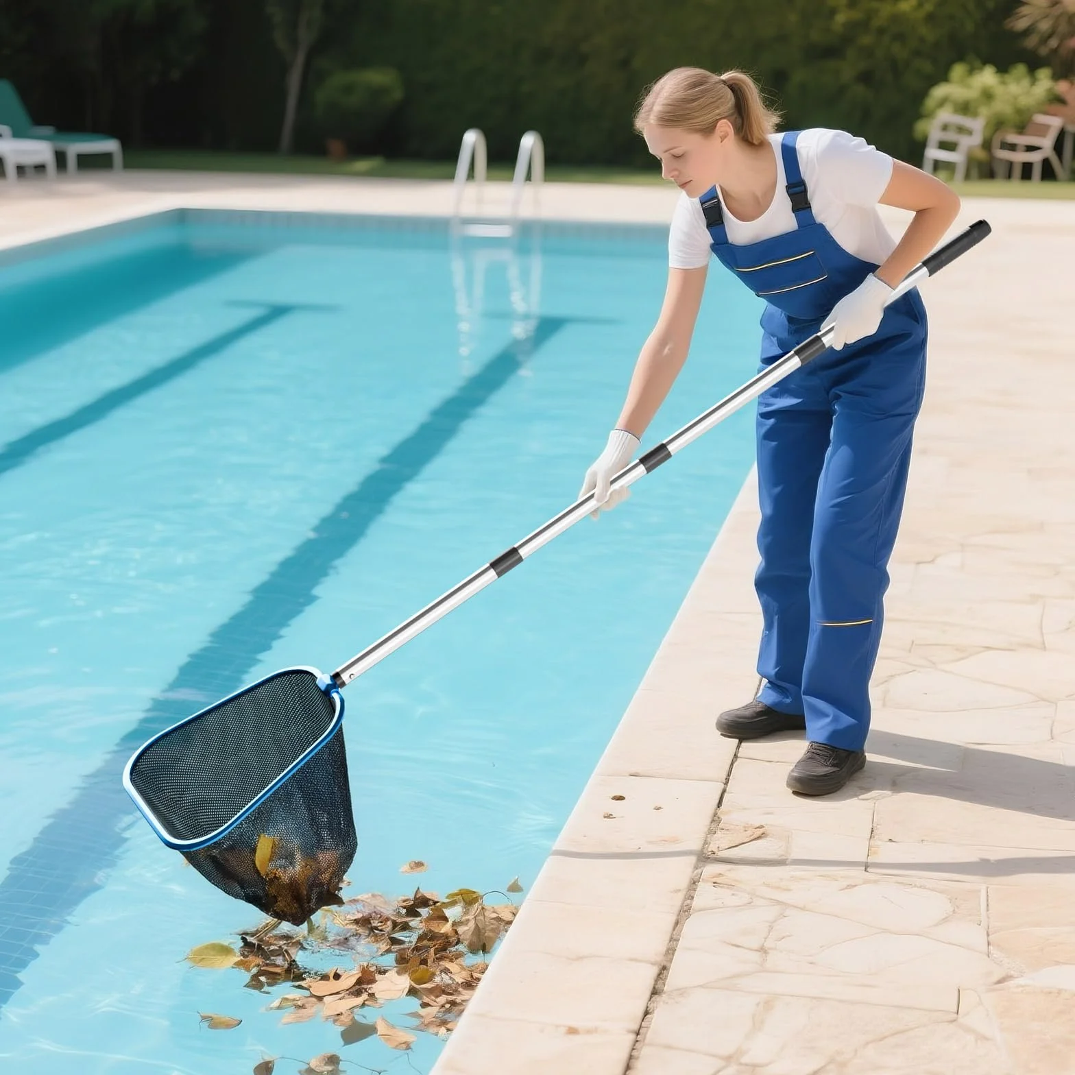 Épuisette de Nettoyage de Piscine 180 cm Mailles Fines Tige Aluminium 1,5 m 25 cm Profondeur