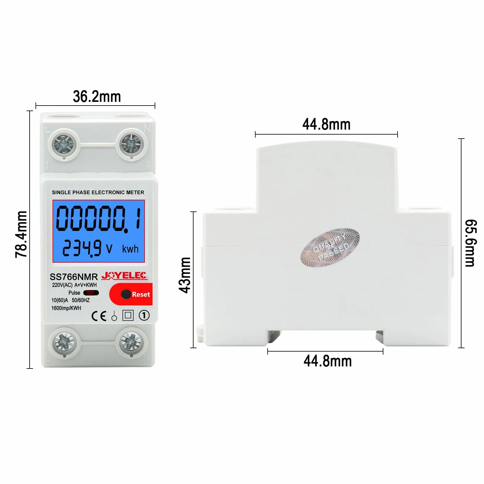 Compteur Électrique Monophasé 10(60) A 230V Écran LCD Consommation Énergie