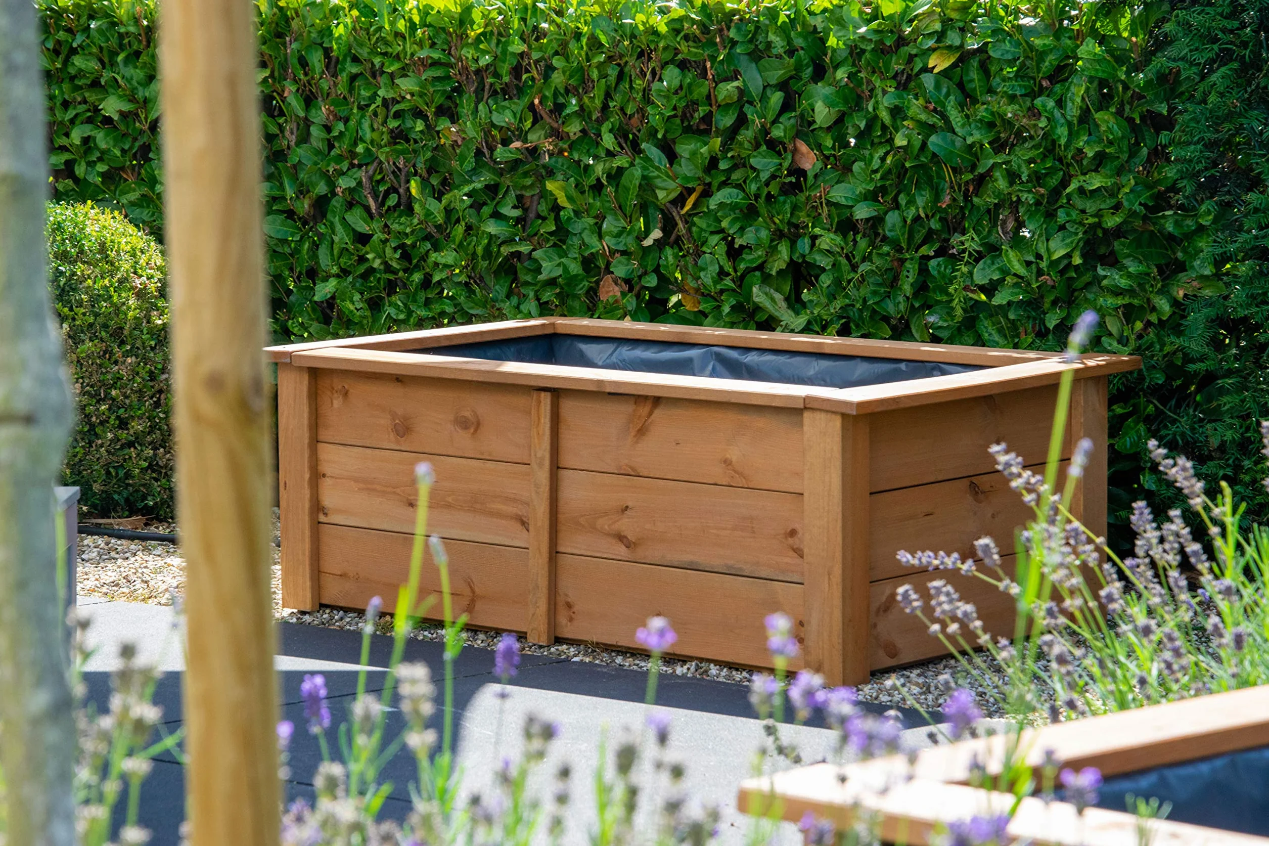 Dobar Étang de Jardin en Bois Robuste 120 x 72 x 42 cm avec Bâche de Protection