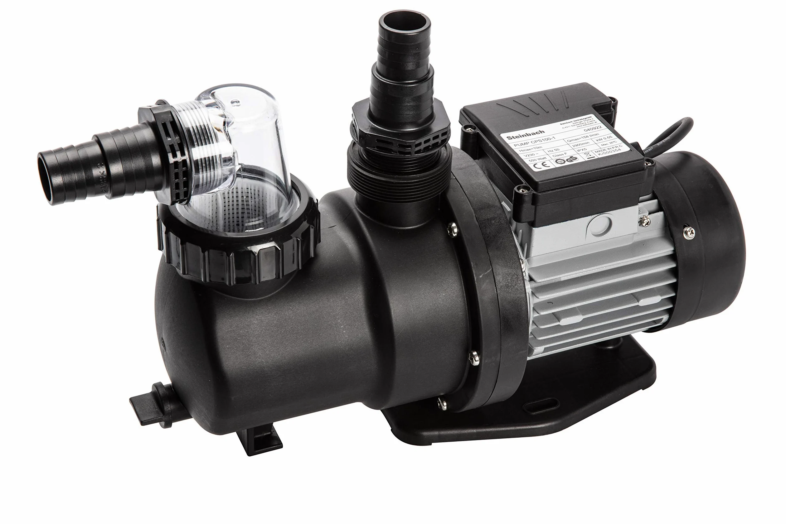 Steinbach 040922 SPS 100-1 Pompe de Filtration Auto-amorçante sans minuteur, Noir