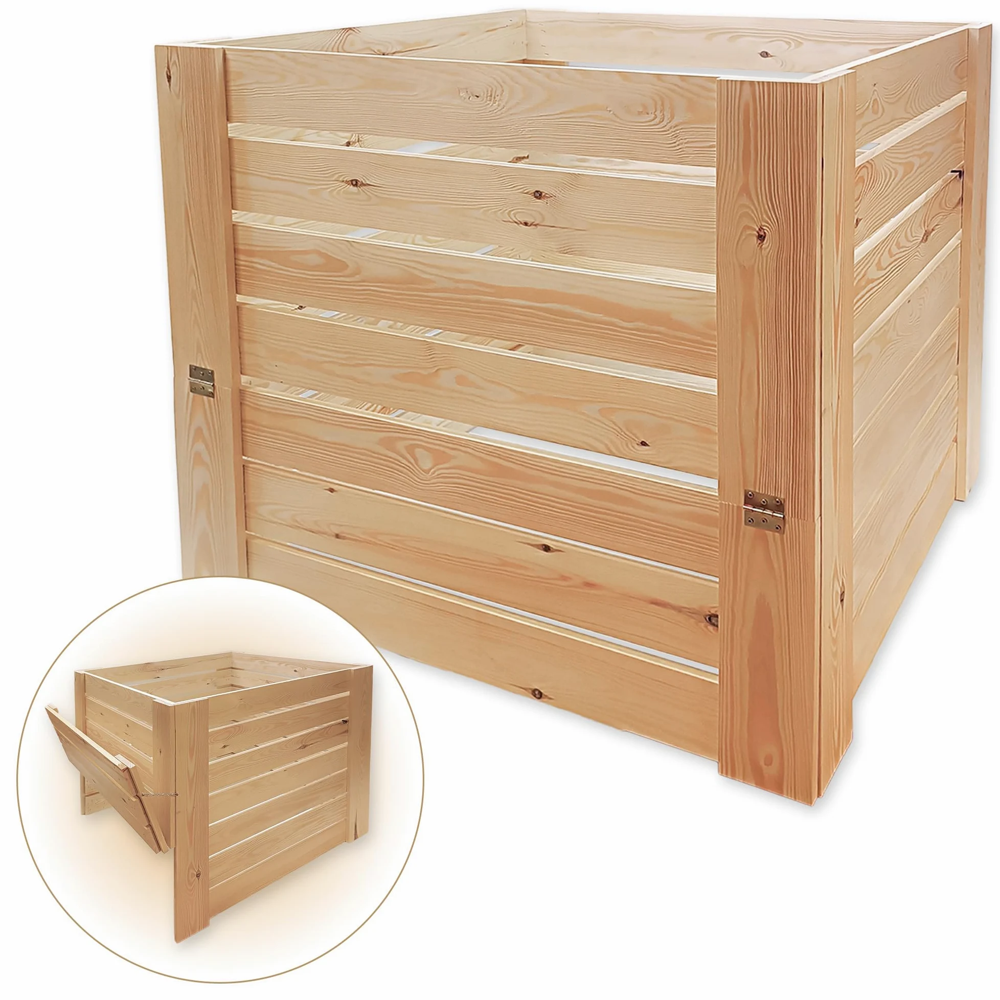 MG Design Composteur en Bois 500L - bac à Compost de Jardin avec Trappe, composteur extérieur Stable pour déchets organiques