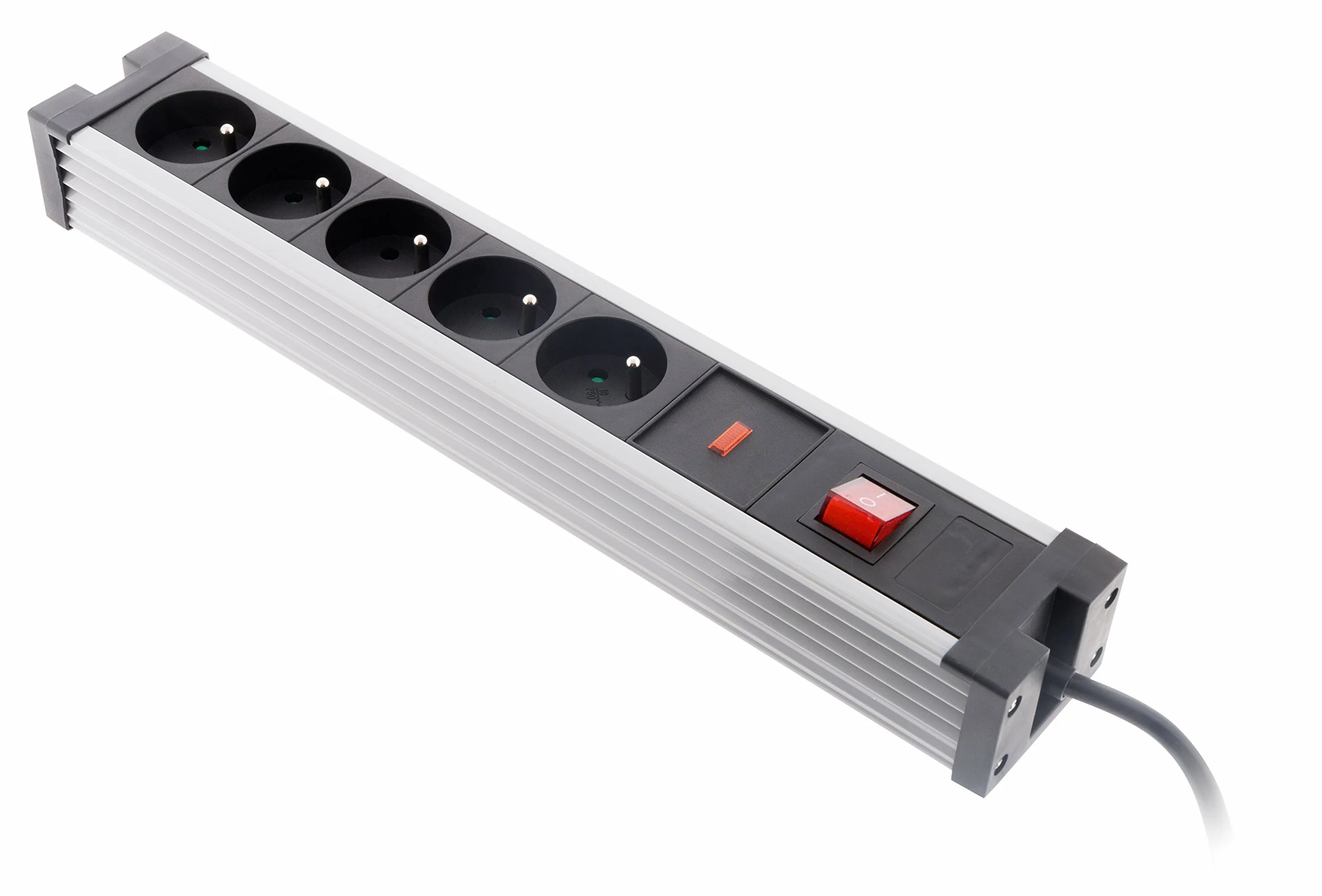 Bloc parafoudre 5x16A Interrupteur Noir Zenitech