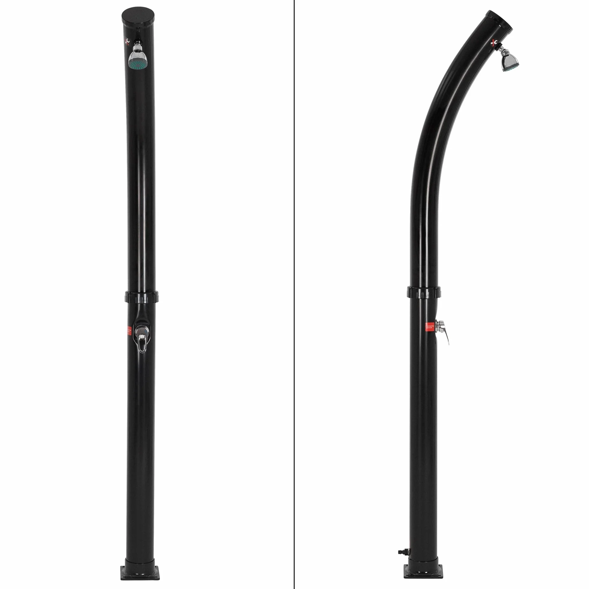 Douche Solaire de Jardin 20 L 222 cm Ronde Noir Courbé, Eau Chaude jusqu'à 60°C sans Branchement Électrique