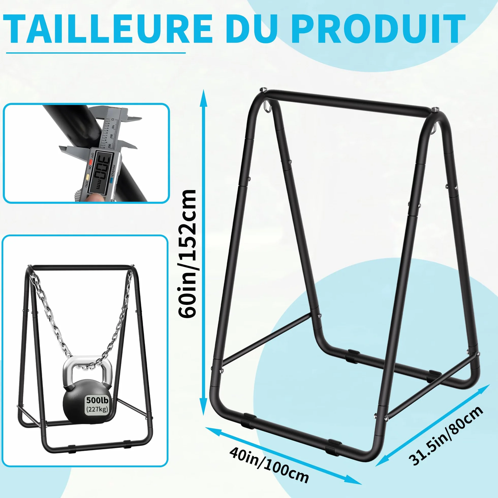 OUUTMEE Support Hamac 150KG Cadre Pieds Antidérapants Chaise Suspendue Patio Balcon Jardin