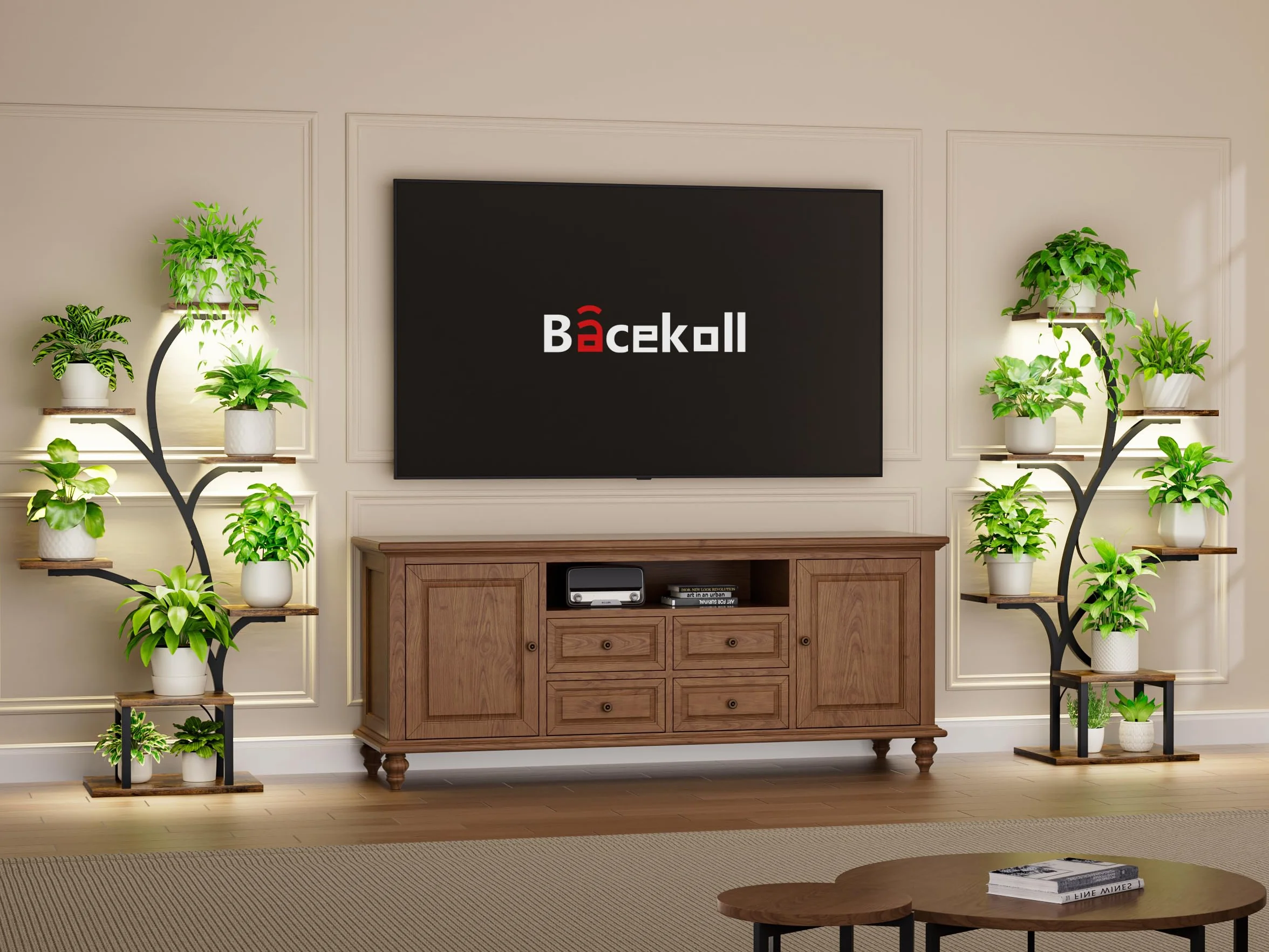 BACEKOLL Support pour plantes d'intérieur avec lampes de croissance, étagère à 7 niveaux, en métal en forme d'arbre