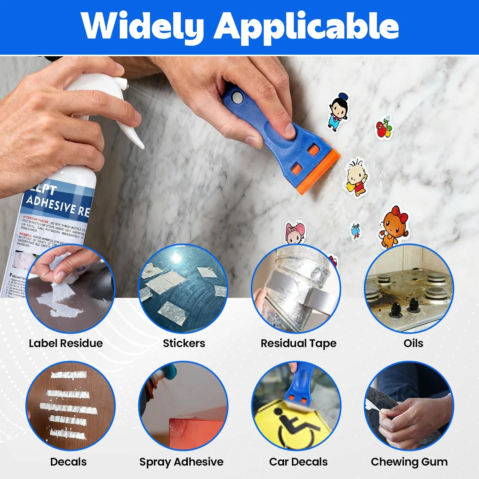 LLPT Dissolvant Colle Décapant Adhésif 260 ml Avec Grattoir en Plastique Élimine les Étiquettes Autocollants