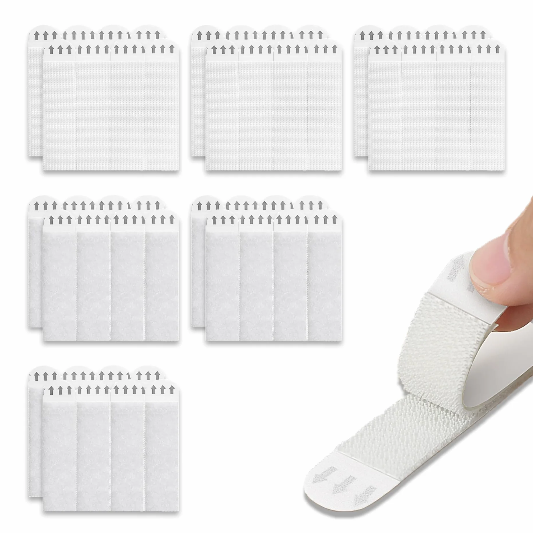 Bandes de Suspension pour Photos 16x70mm, Adhésives Sans Dommage, Pas de Clous, 24 Paires, Blanc