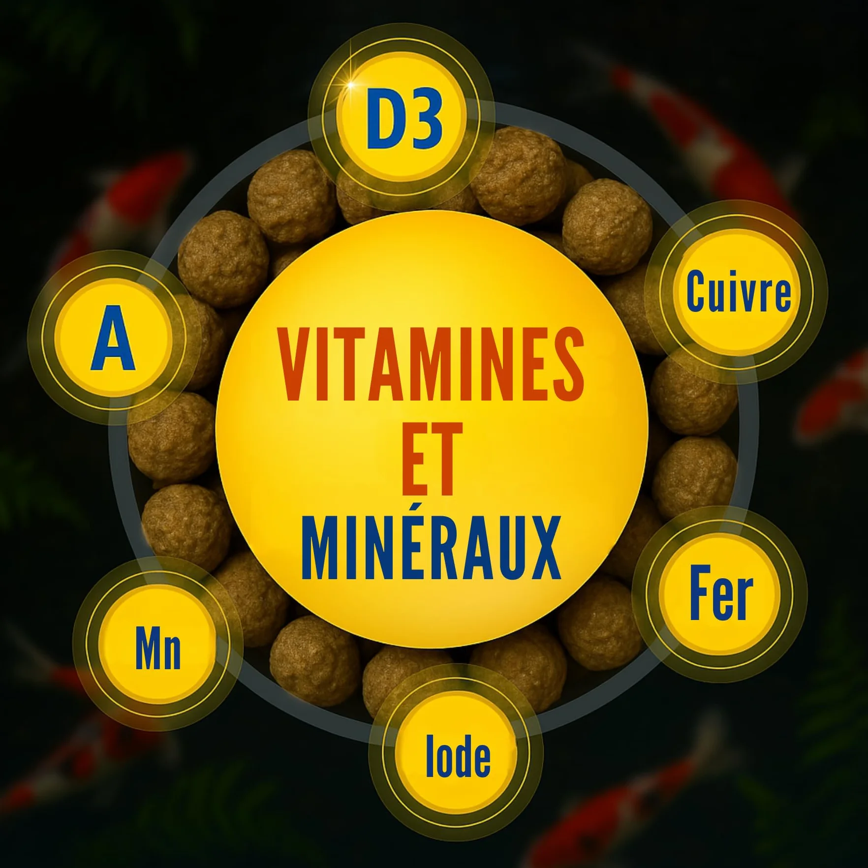 Nourriture pour carpes koï 3 kg 6 mm germes de blé Printemps Automne