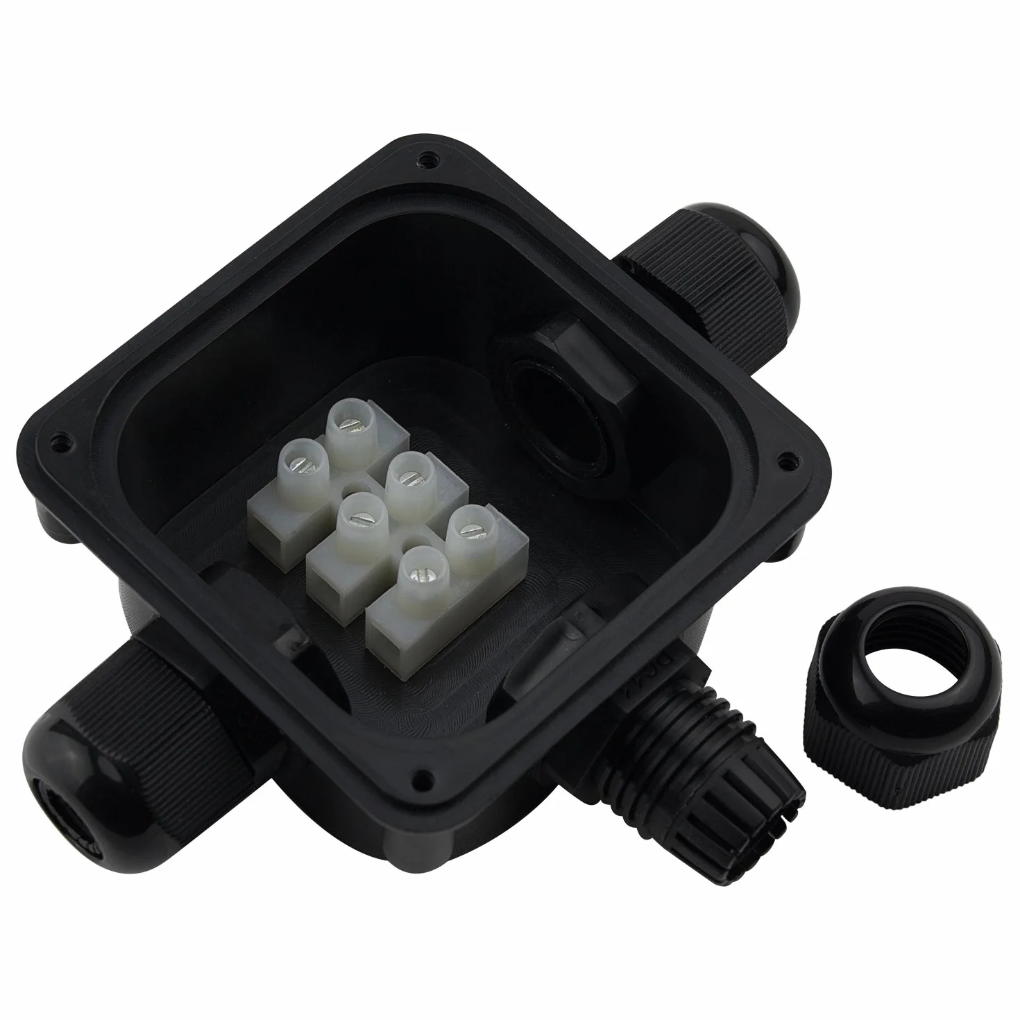 Boîte de jonction étanche IP66 3 Câbles Extérieurs Noir