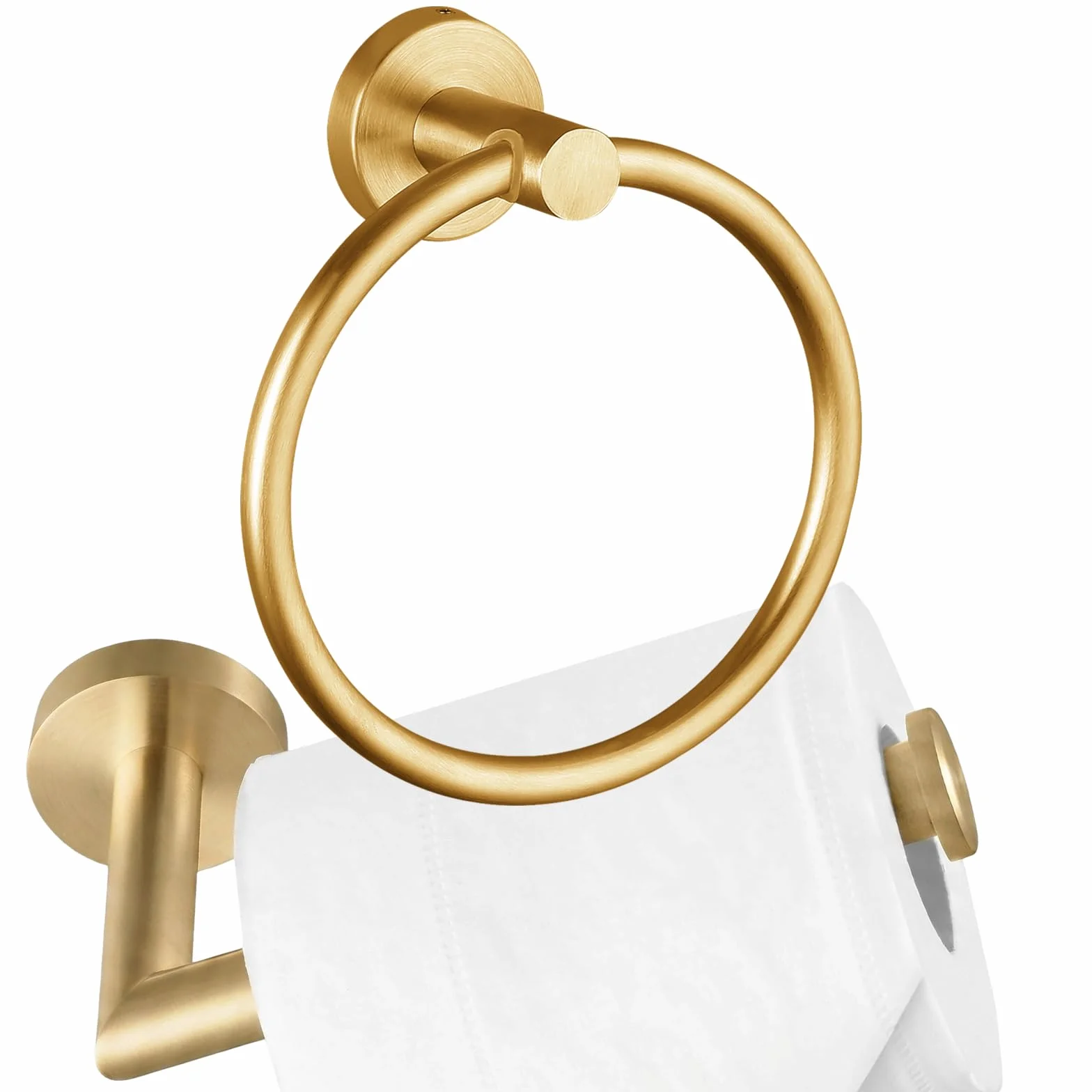 Porte-Serviettes et Porte-Papier Toilette en Acier Inoxydable, Ensemble de 2 Pièces, Or, Accessoires de Salle de Bain