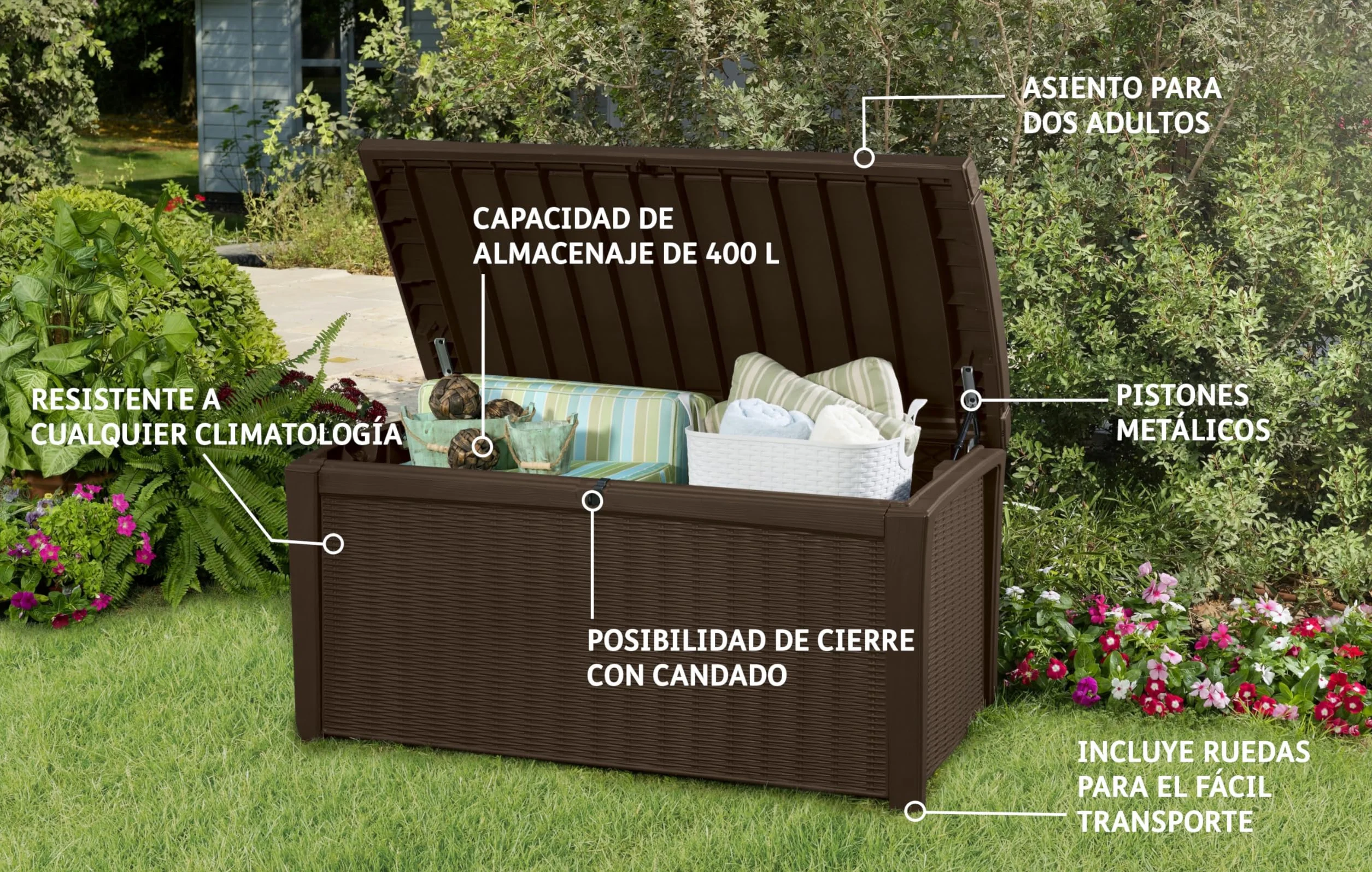 Keter BORNEO Coffre de rangement extérieur 416 litres Marron