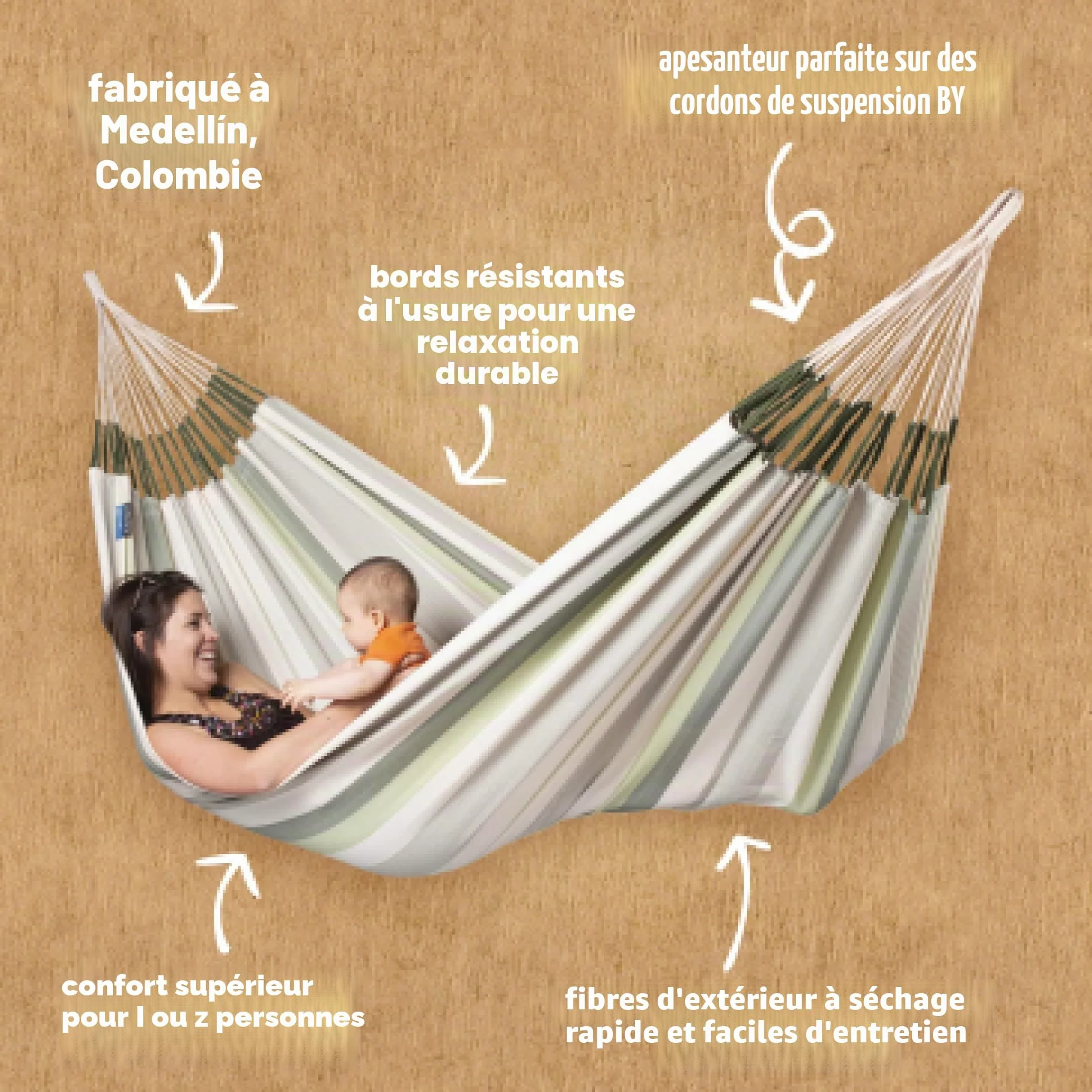 La Siesta Brisa Cedar Classic Hamac - Détente en Plein Air Résistant, Intempéries Hamac Double, Relaxation Authentique et Confortable