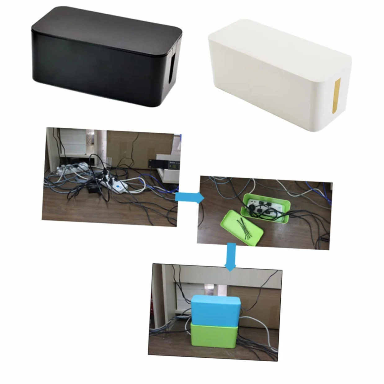 Boîte De Rangement Organisateur De Fil Résistant Aux Rayures 9.25x4.53x4.84 Pouces Cache Câbles