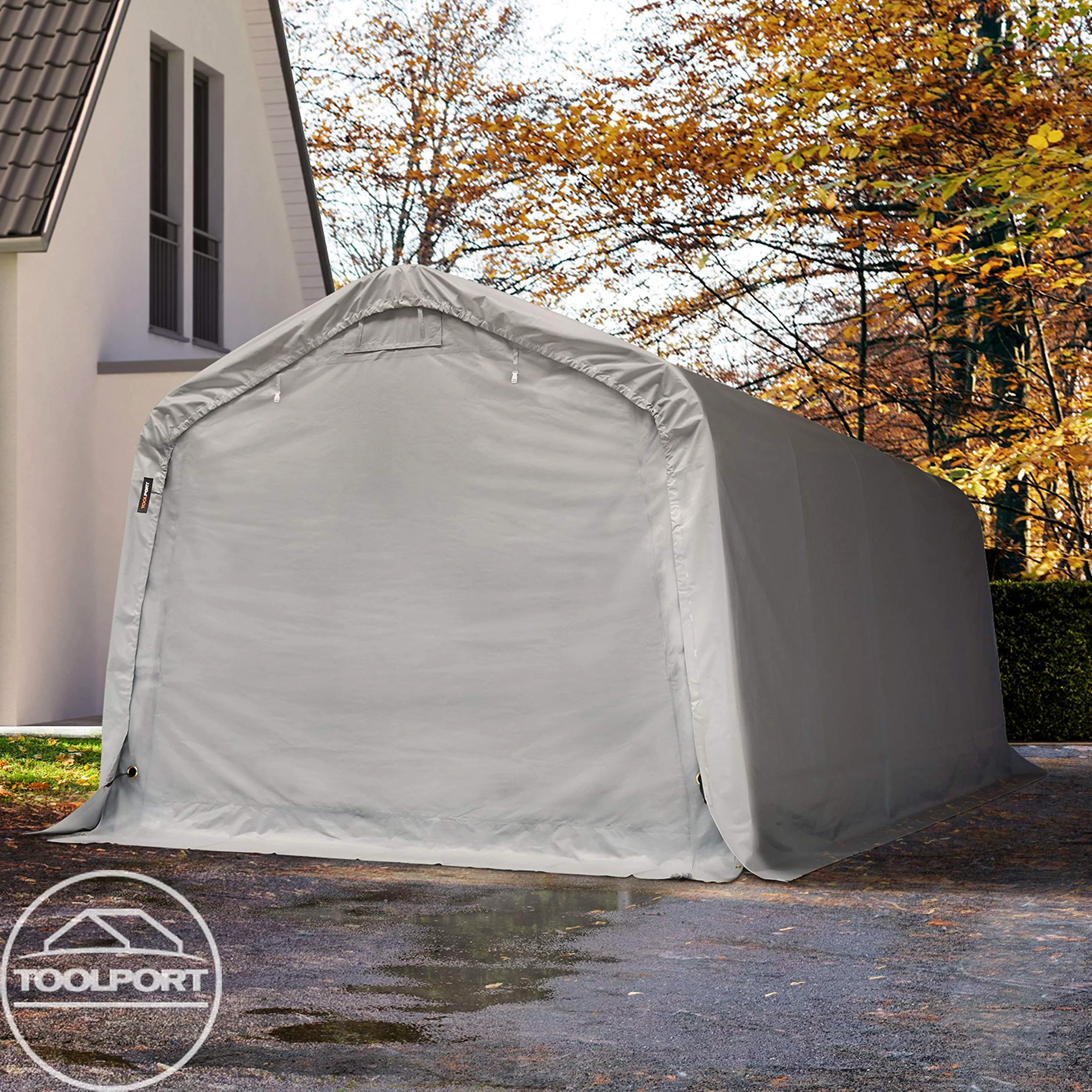 TOOLPORT Tente-Garage carport 3,3 x 6,0m d'élevage abri agricole Tente de Stockage bâche PVC 800 N Armature Solide Gris