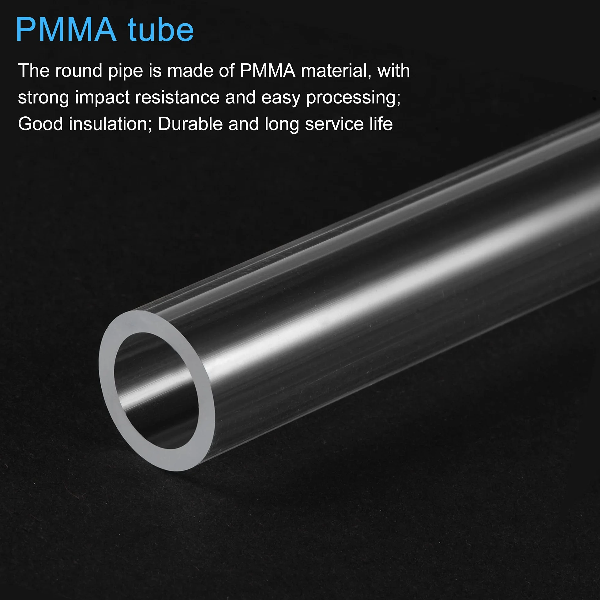 sourcing map Transparent Rigide Acrylique Tuyau 12mm x 16mm x 305mm Tube Rond