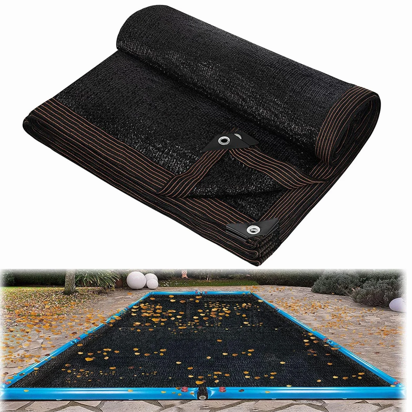 Bâche Protection Piscine Filet Feuilles 5x10/6x12m Hivernage Hors-Sol