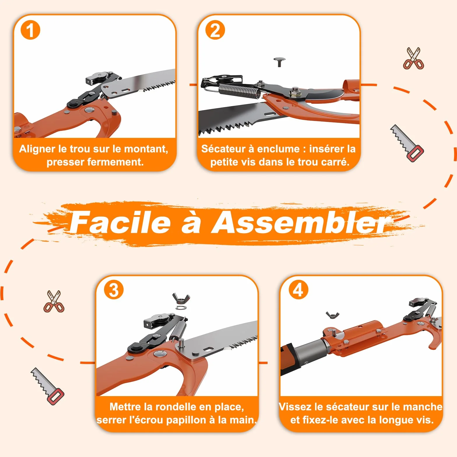 LAANPOLE 6m Scie, Ébrancheur sur Perche Telescopique avec Perche de Extension 1,5-6m, Ébrancheur Manuel pour Jardin