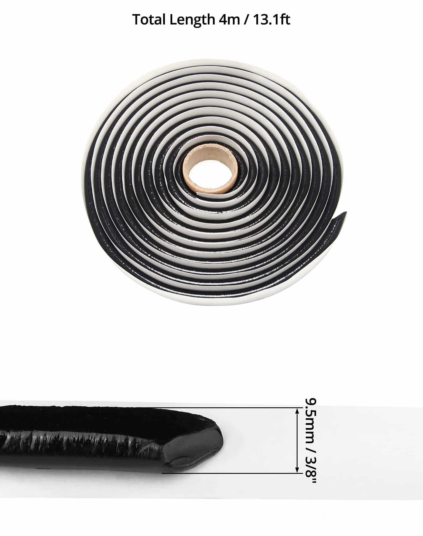 Ruban Butyle QWORK 9.5 mm x 4 m Pare-brise Automobile 2 Pièce