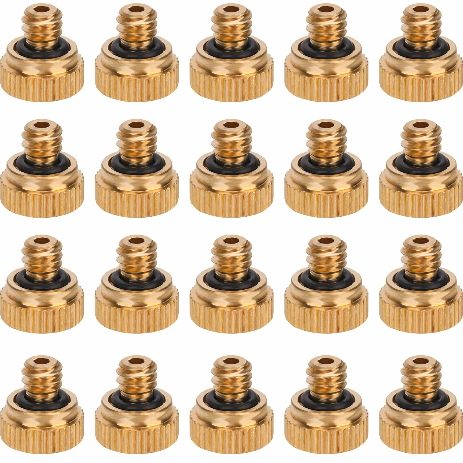 NQEUEPN 20pcs Buses de Brumisation en Laiton, Buses de Brumisation Filetées pour Tube 1/4 Système de Refroidissement Extérieur Humidification de l'Aménagement Paysager de Serre