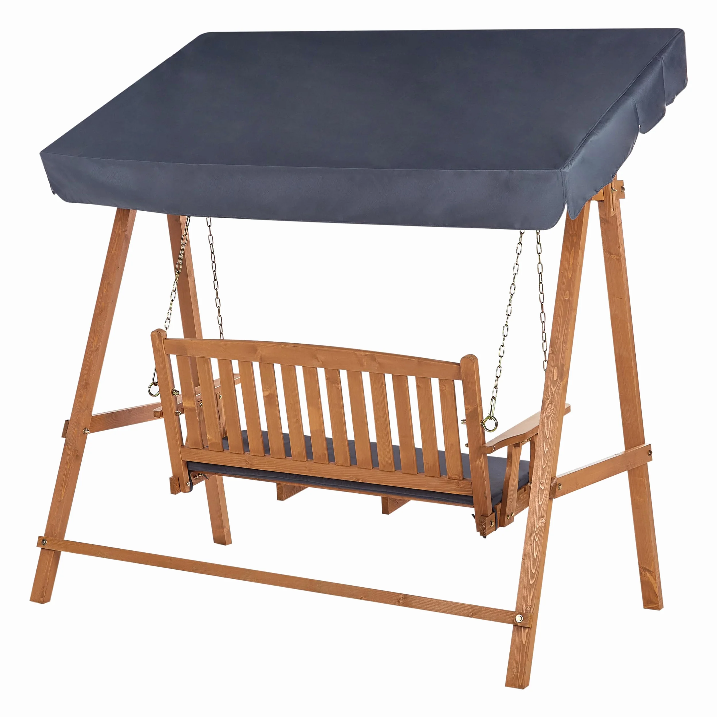 Balancelle d'Extérieur Moderne en Bois d'Epicéa avec Auvent Gris Foncé Fibbialla