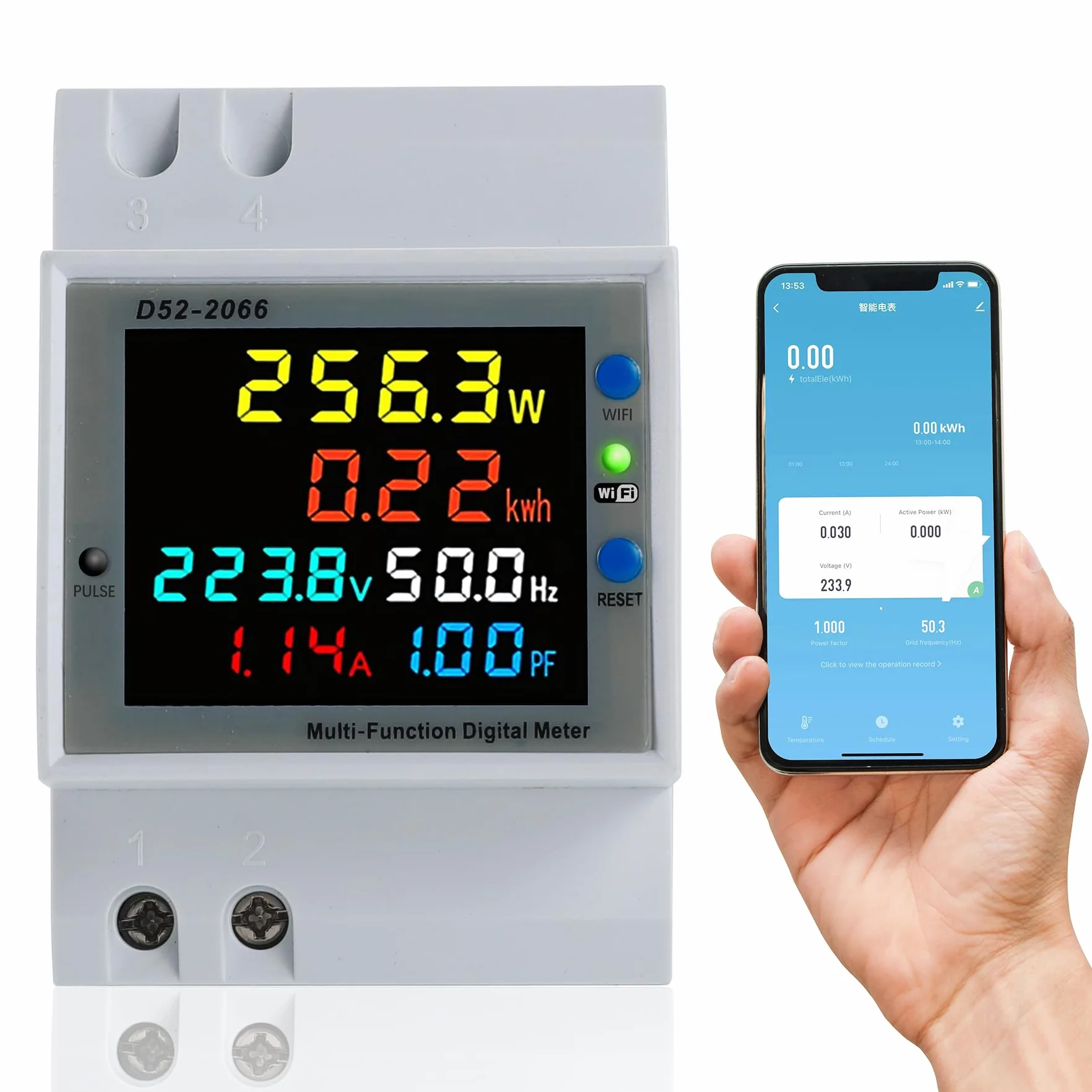 WiFi Compteur d'Énergie Monophasé AC 40-300V 100A Rail DIN Wattmètre KWh Avec Écran LCD