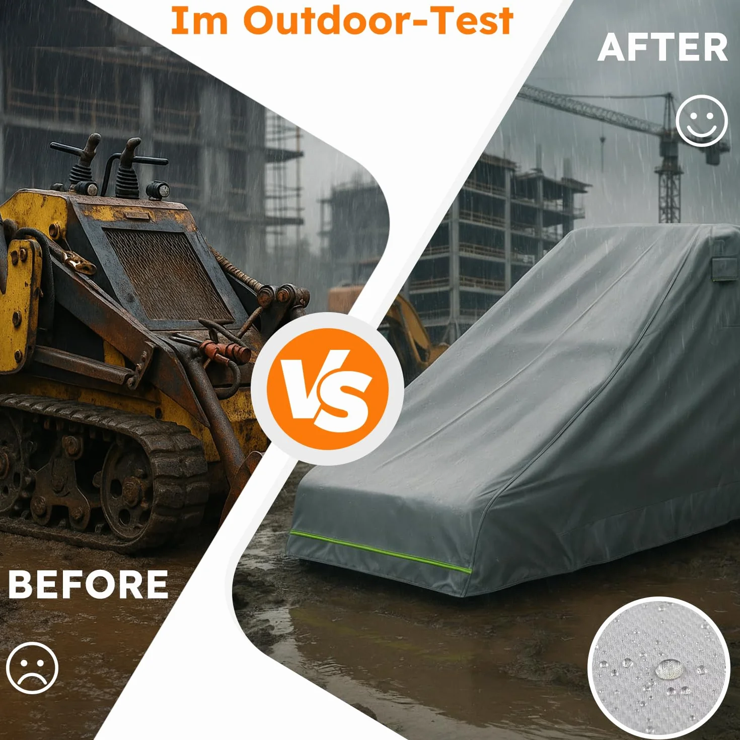 Housse de protection pour chargeuse sans cabine – Housse de pluie pour chargeuse compacte Bobcat MT100/Kubota SCL1000/New Holland C314, housse de chargeuse Dupont Oxford avec bandes réfléchissantes