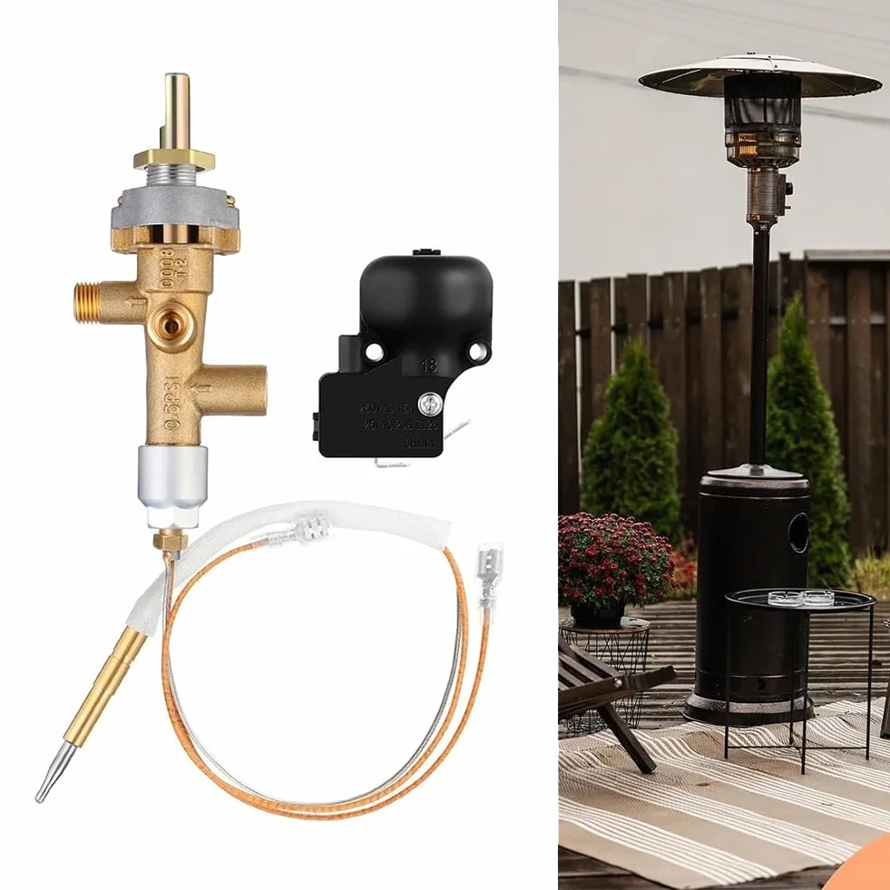 Kit de réparation de sécurité pour chauffage de terrasse à gaz, ensemble de pièces de rechange pour système de chauffage extérieur, avec soupape de commande, interrupteurs d'inclinaison, thermocouples