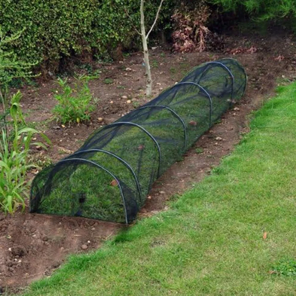 HpLive Tunnel de jardin en maille noire - 300 x 45 x 45 cm - Résistant au gel - Protection contre les intempéries