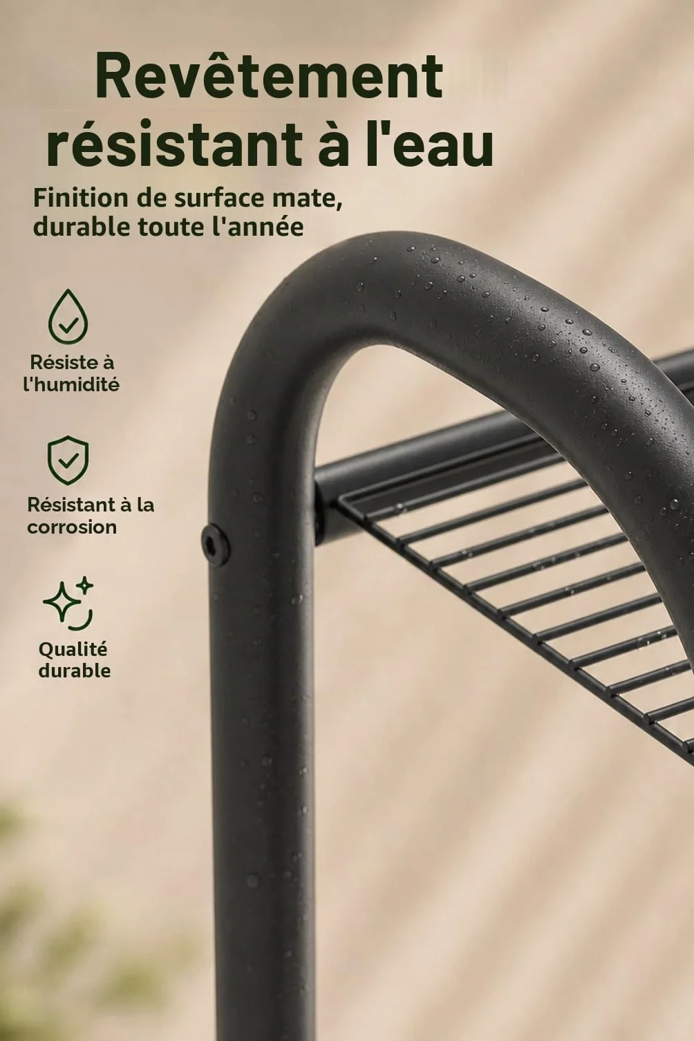 Support en métal pour plantes 5 niveaux 165 cm étagère verticale robuste avec pieds réglables