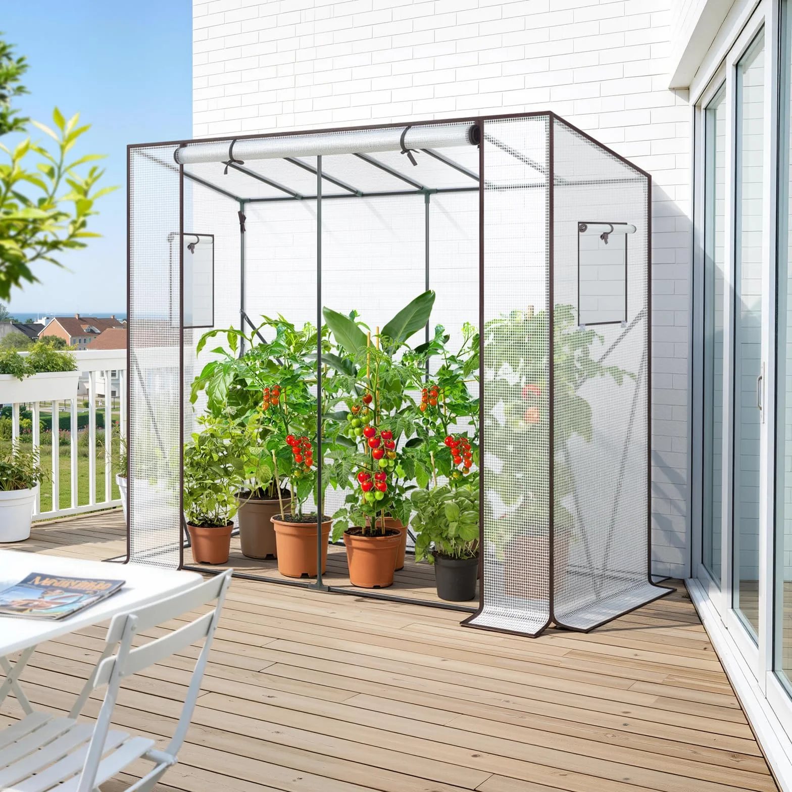 Ohuhu Serre de Jardin 200x77x170 cm PE Blanc Translucide 130g/m²