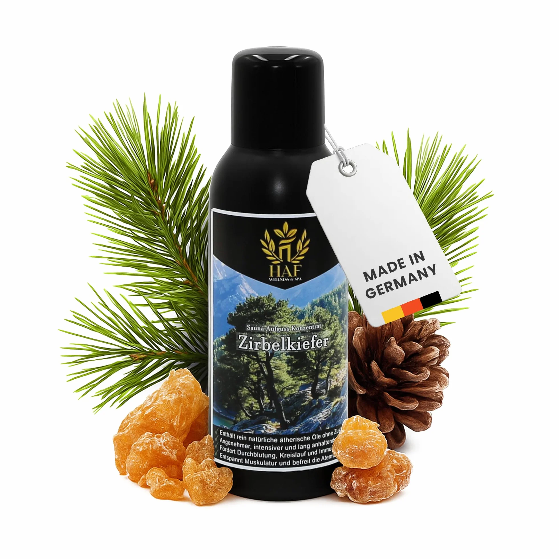 HAF Concentré d'infusion pour sauna Pin cembro 100 ml | Huiles essentielles naturelles sans additifs artificiels