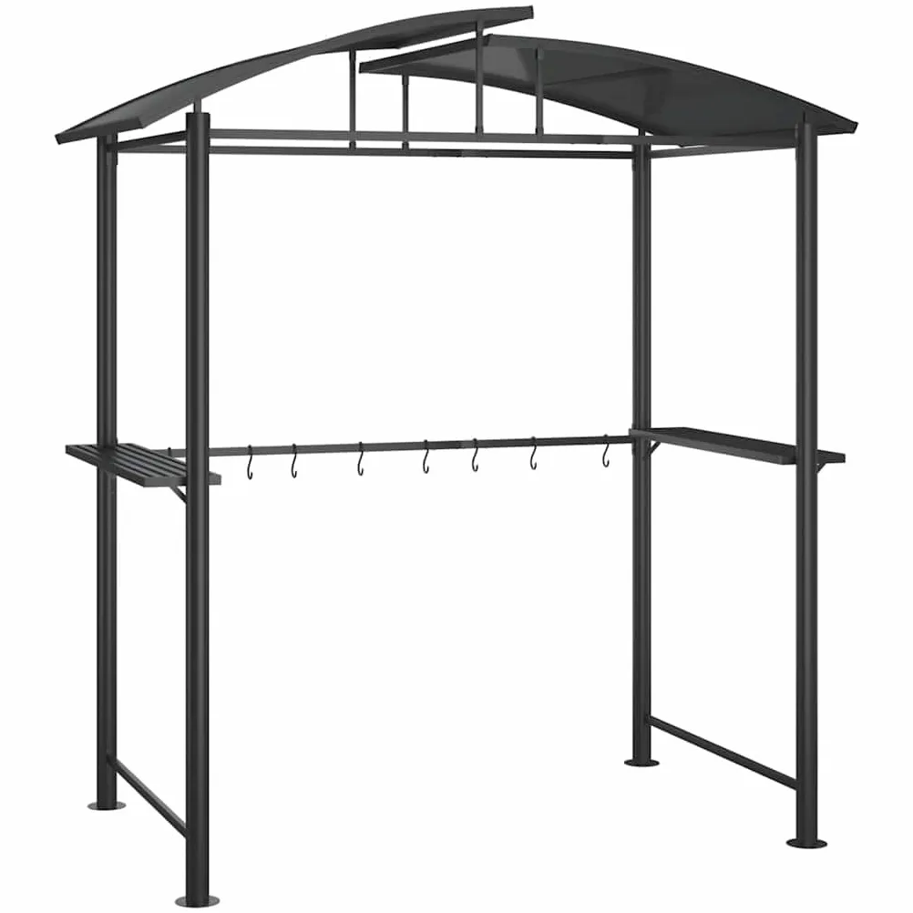 vidaXL Gazebo BBQ et étagères latérales Anthracite 210x114x230cm Acier, abri pour Barbecue, auvent pour Barbecue, pergola pour Barbecue
