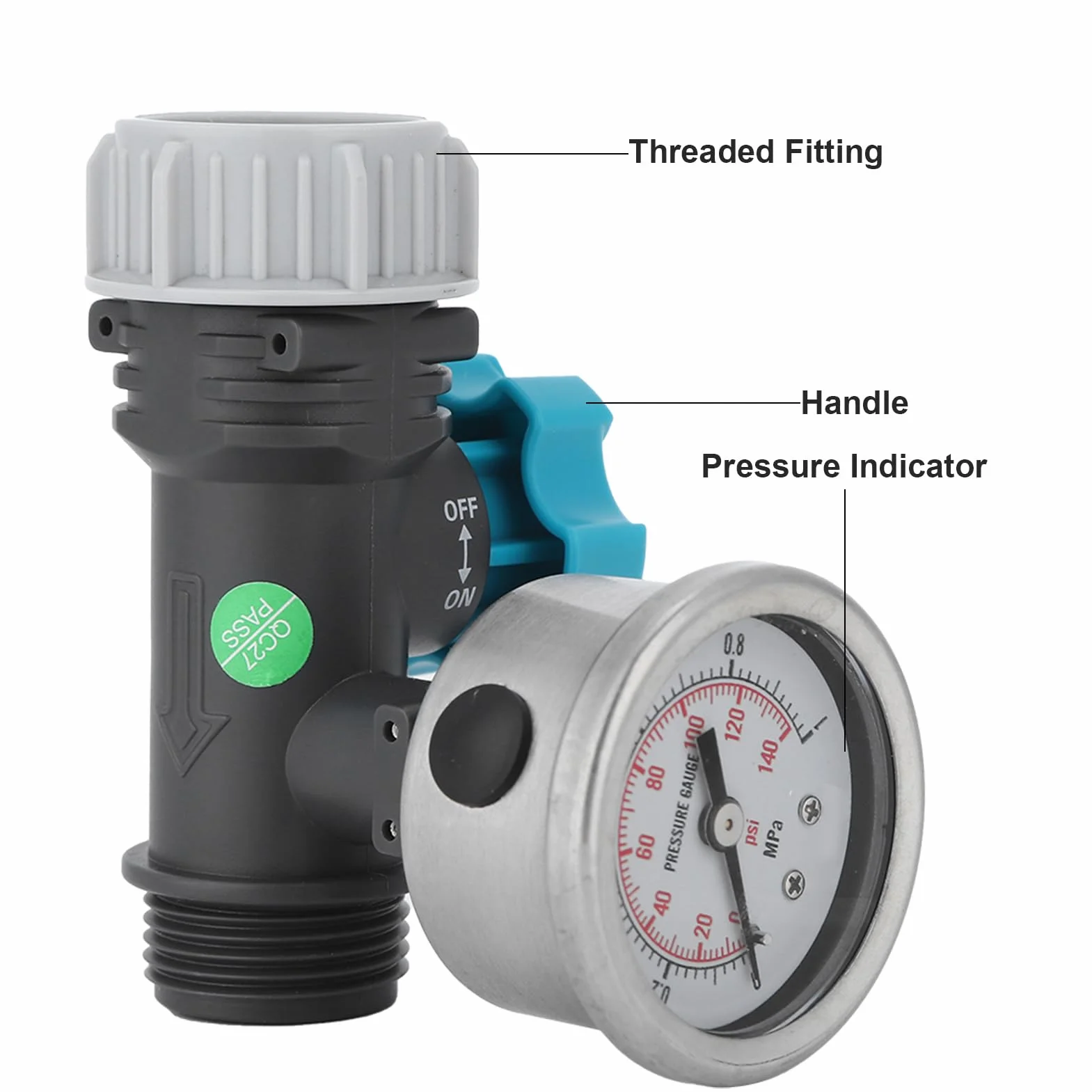 Régulateur de Pression D'eau Réglable avec Manomètre, pour Jardin Camping-car