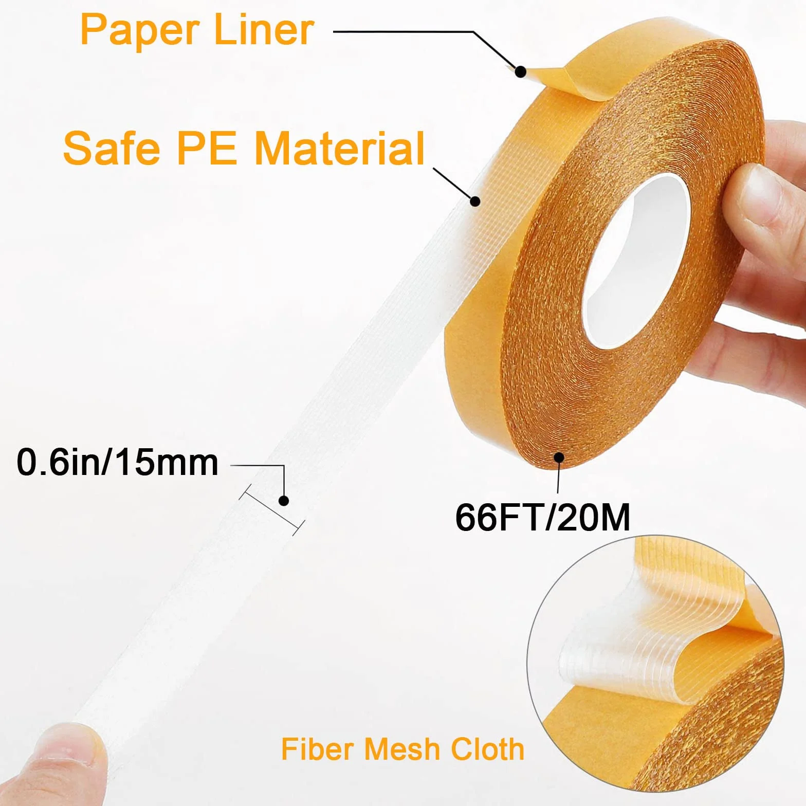 Ruban Adhésif Double Face Robuste 15mm x 20m Transparent Extra Fort KEYRI 2 Rouleaux