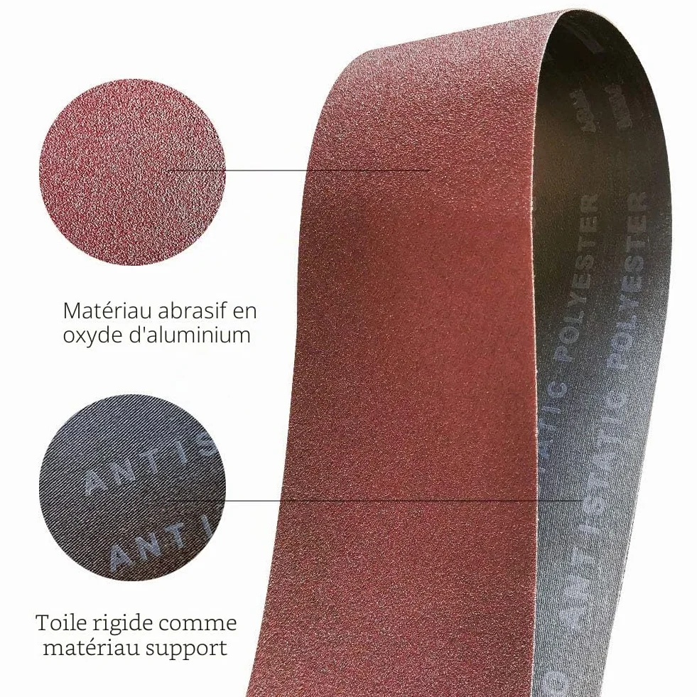 Bande Abrasive 75 x 533mm Bande de Ponceuse Mixte 4 Grains 80/120/150 12 Pièces
