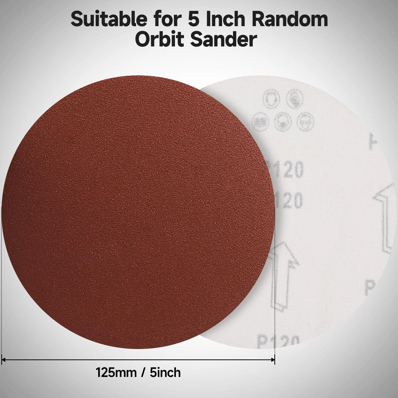 Disques Abrasifs 125 mm 120 Grain 100 Pièces Papier Poncer Ponceuse Excentrique