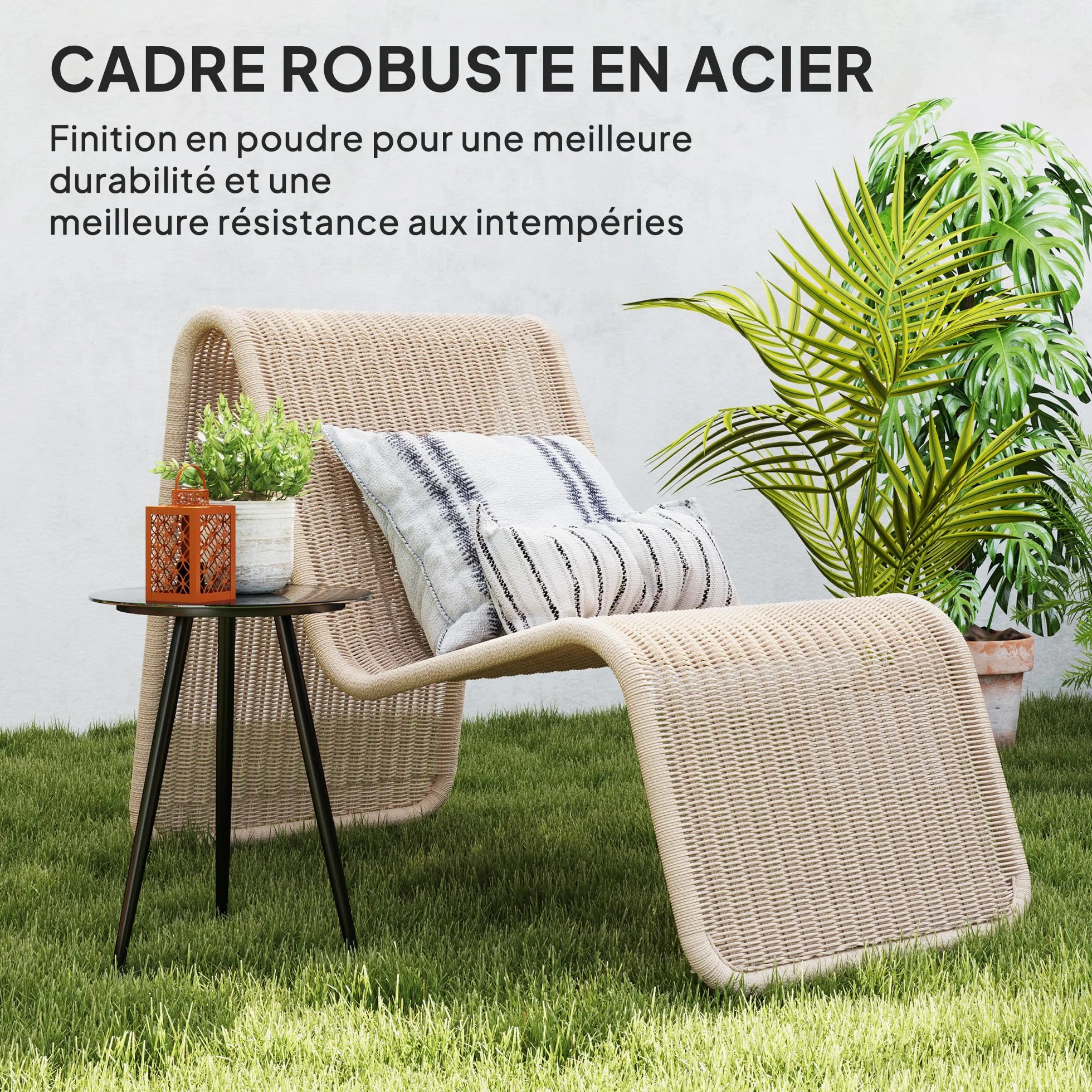 Outsunny Petite Table Basse Ronde, Table d'appoint, Plateau en Verre trempé, Pieds effilés, Cadre en Acier, Table de Jardin pour Balcon, Jardin, terrasse, Salon, Noir