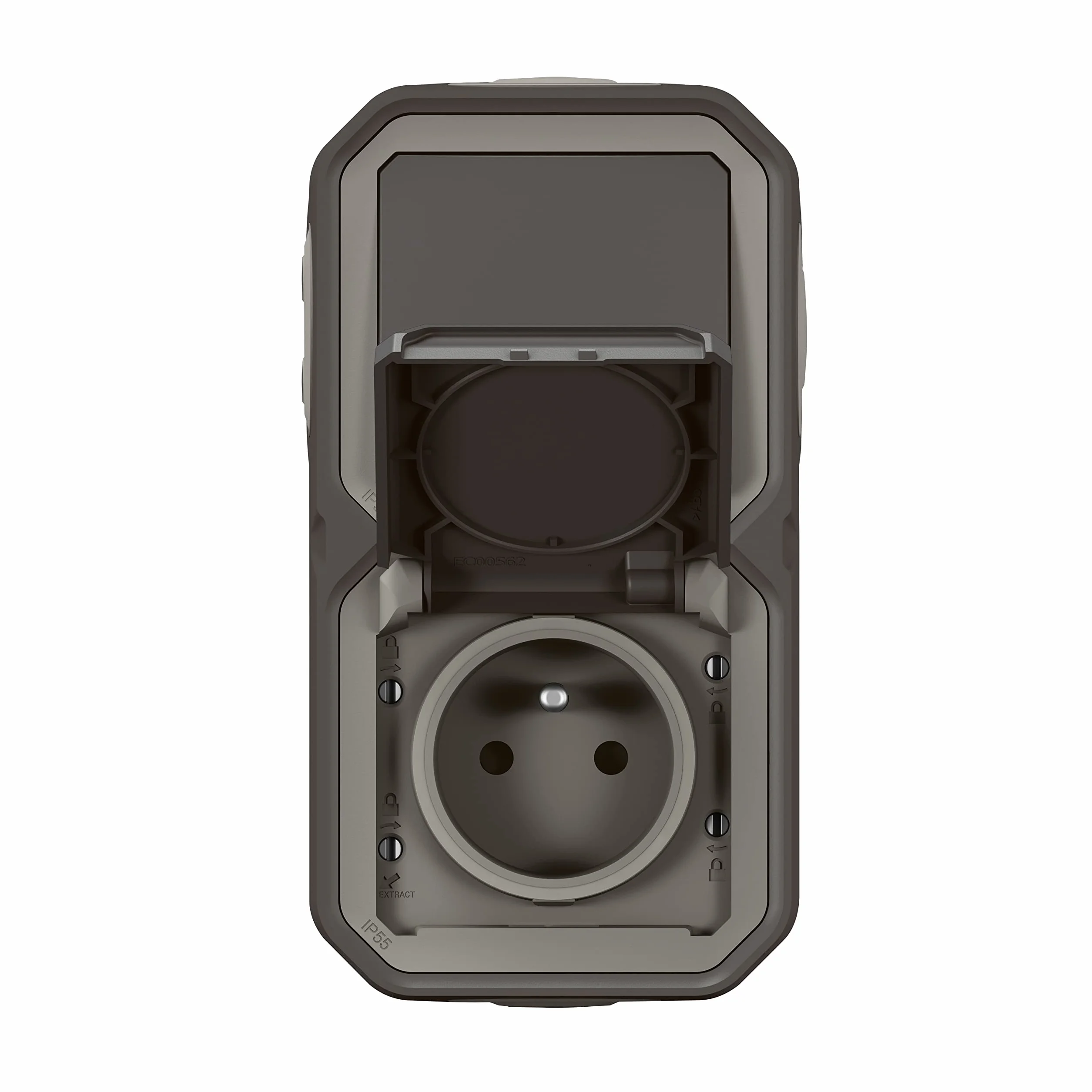 LEGRAND Prise Etanche Interrupteur Va-et-vient IP55 Plexo 2P+T 16A/250V Volet Interrupteur Mural 10A Pose Verticale Apparent Anthracite