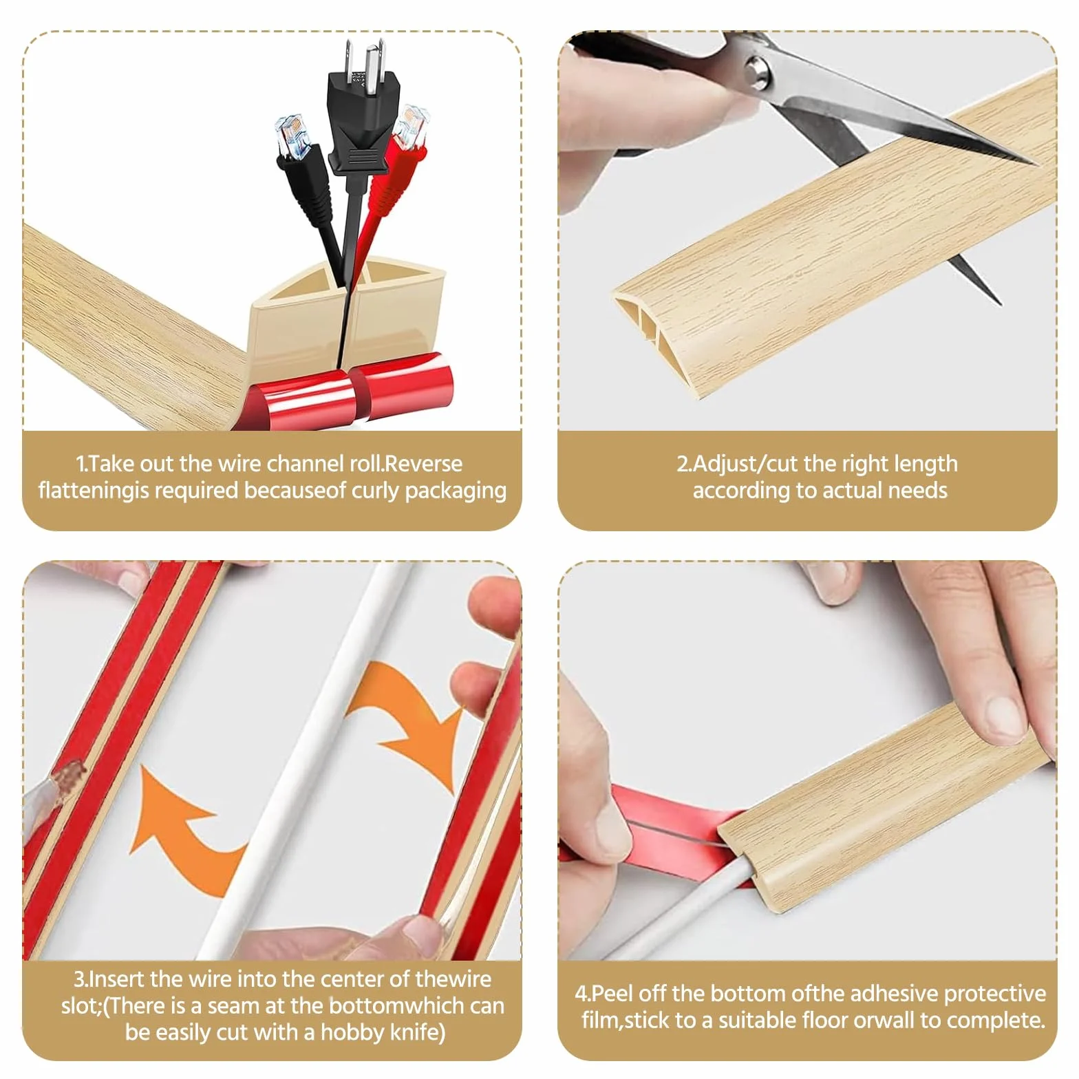 Goulotte de câble aspect bois 1 m x 5 cm PVC protection câble
